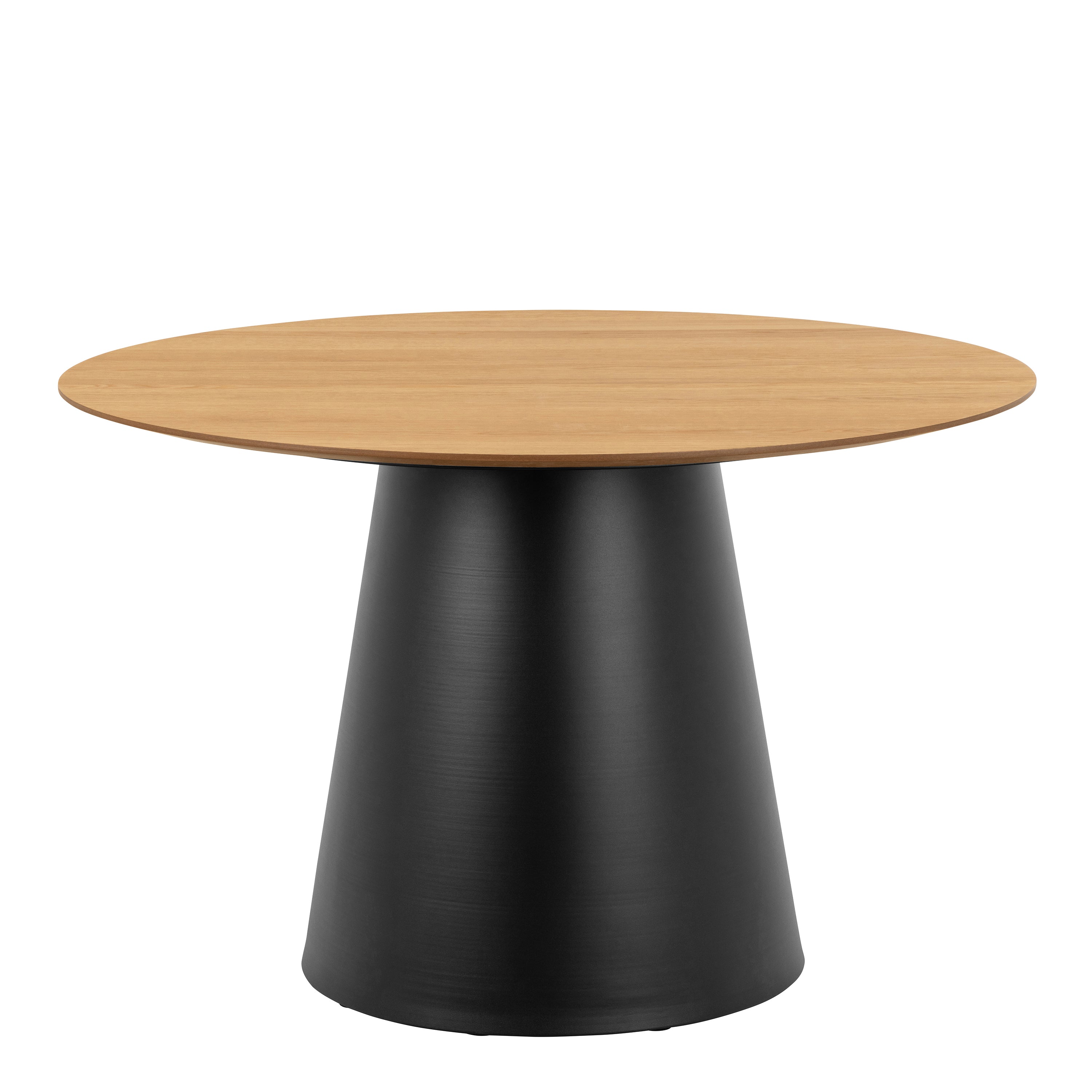 Soli Round Dining Table in Oak/Black 120x75cm Included 4 Darlene Dining Chair with Armrest and Swivel Function in Grey