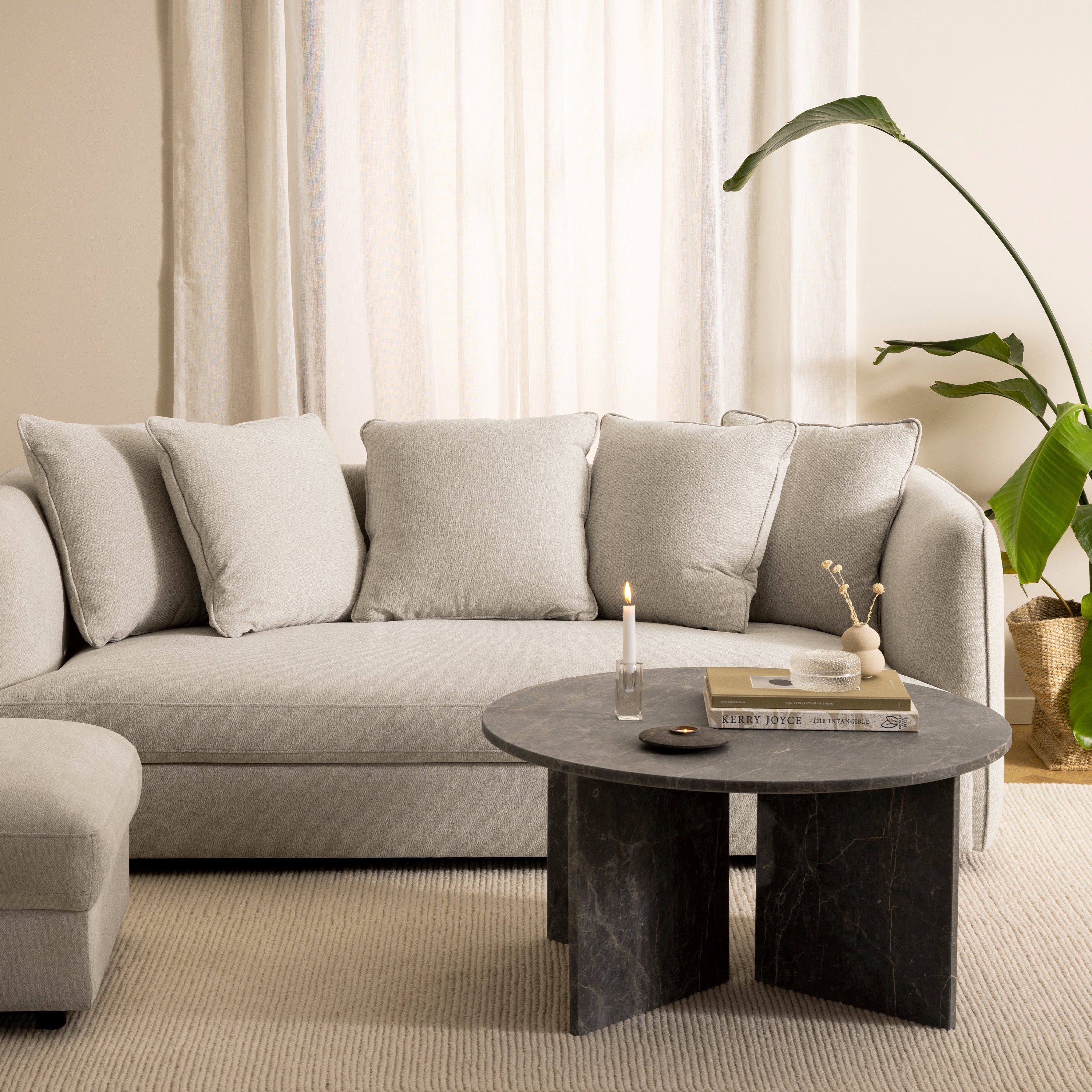 Vega Round Coffee Table with Marron Marble Top 90cm