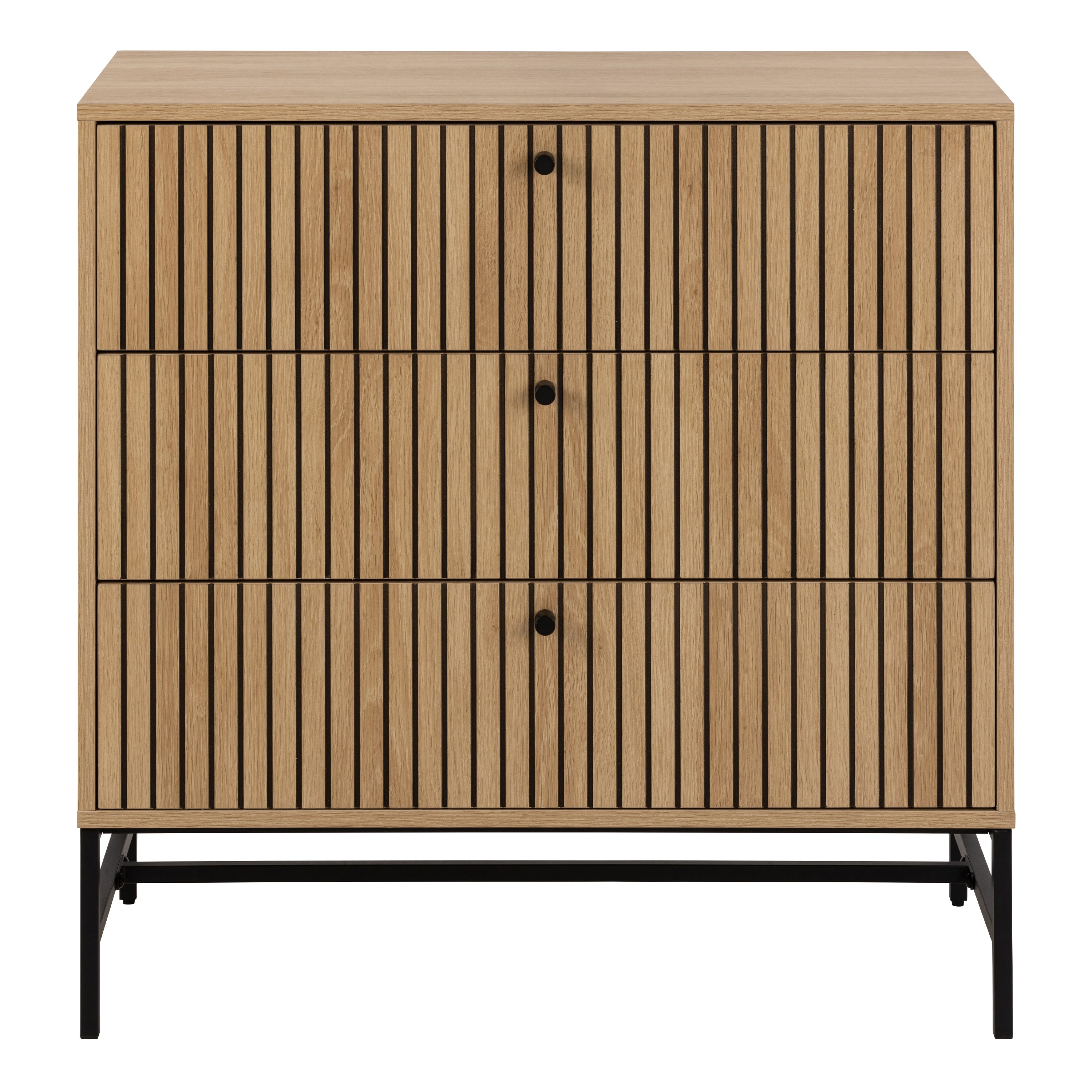 Albany Chest of 3 Drawers in Oak/Black Legs