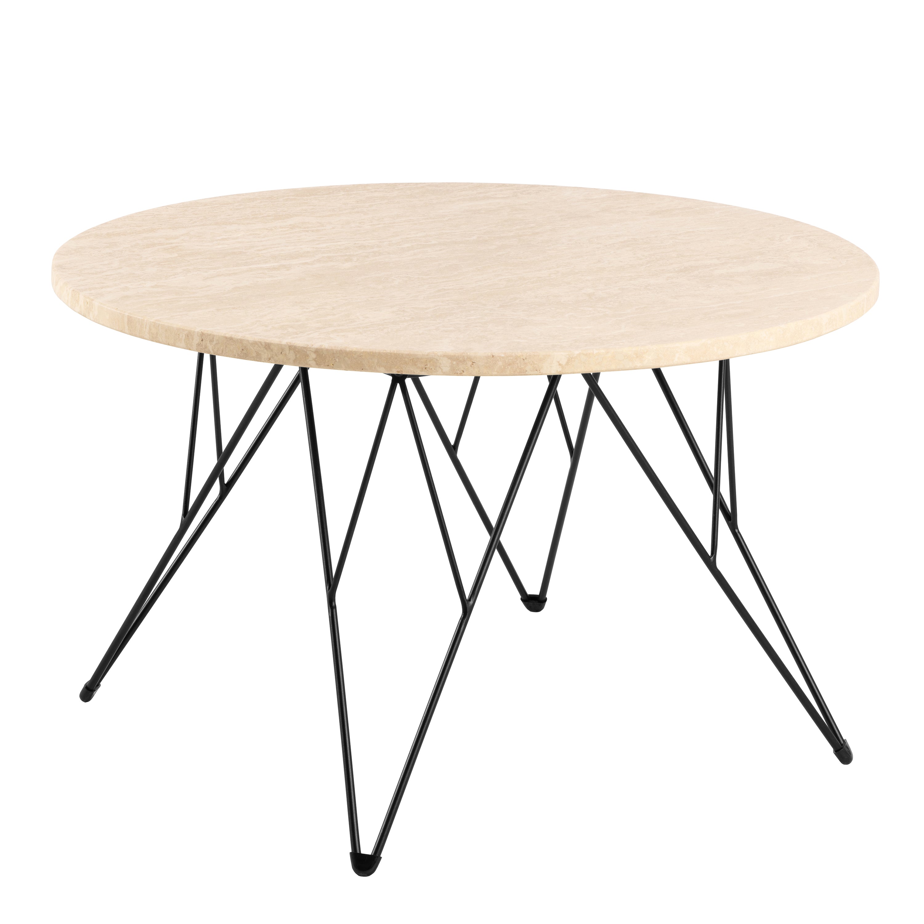 Prunus Round Coffee Table in Matt Beige and Matt Black Coated Steel Base 80x46.4cm