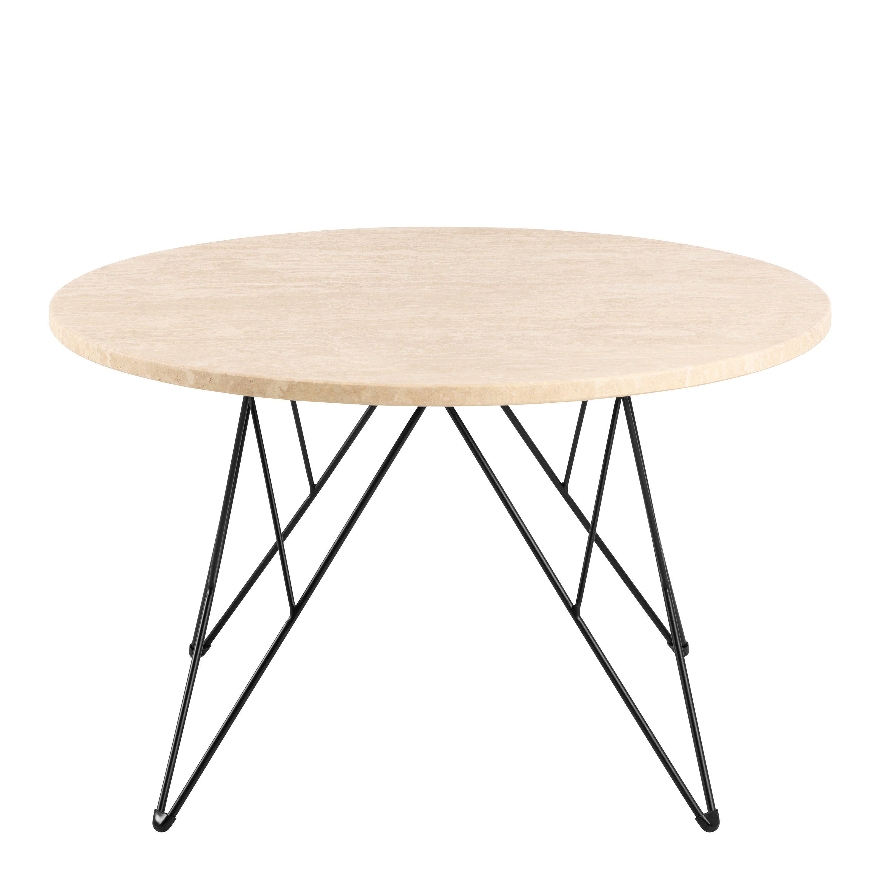 Prunus Round Coffee Table in Matt Beige and Matt Black Coated Steel Base 80x46.4cm