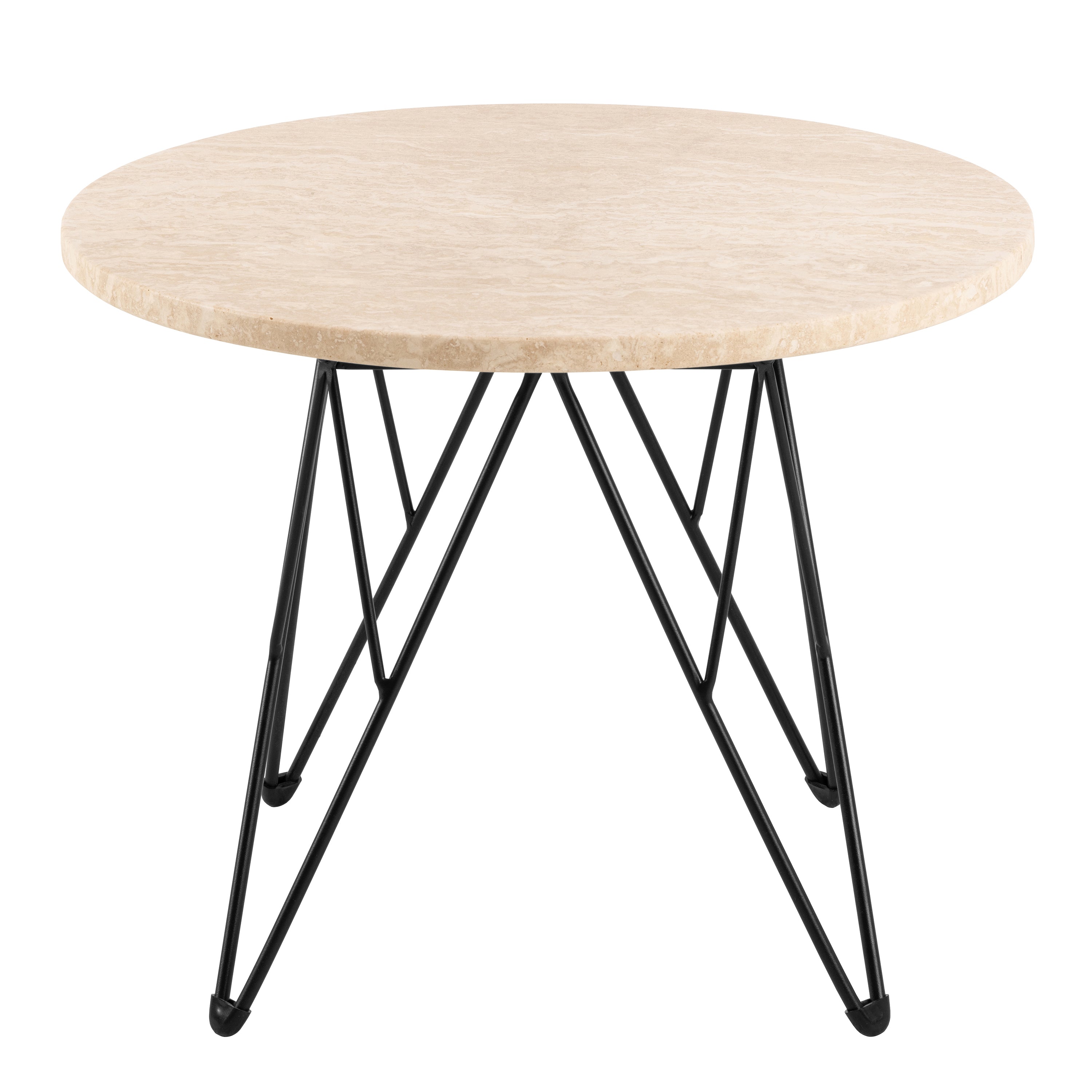 Prunus Round Side Table in Matt Beige and Black Coated Steel Base 55x41.4cm