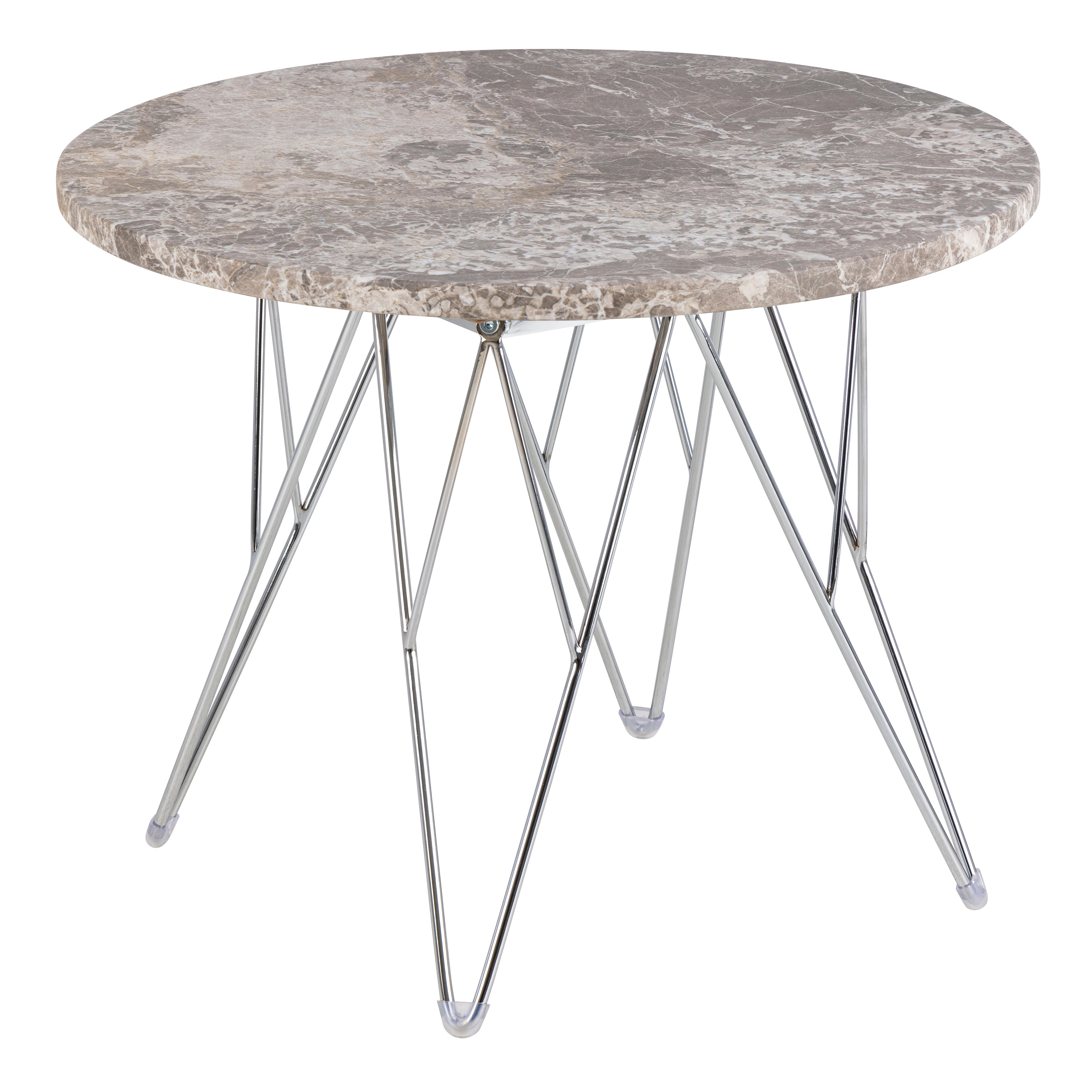 Prunus Round Side Table with Grey-Brown Marble Top