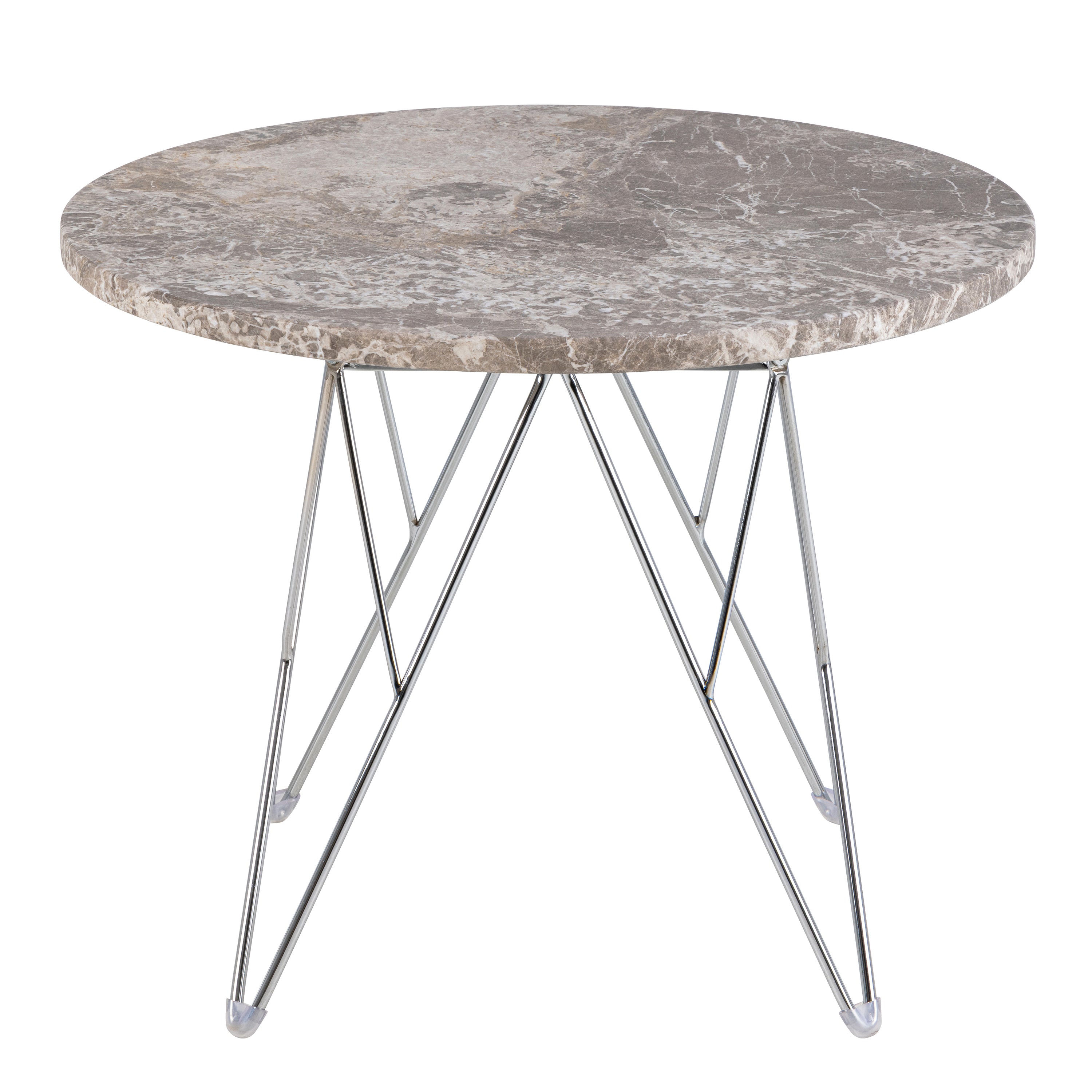 Prunus Round Side Table with Grey-Brown Marble Top