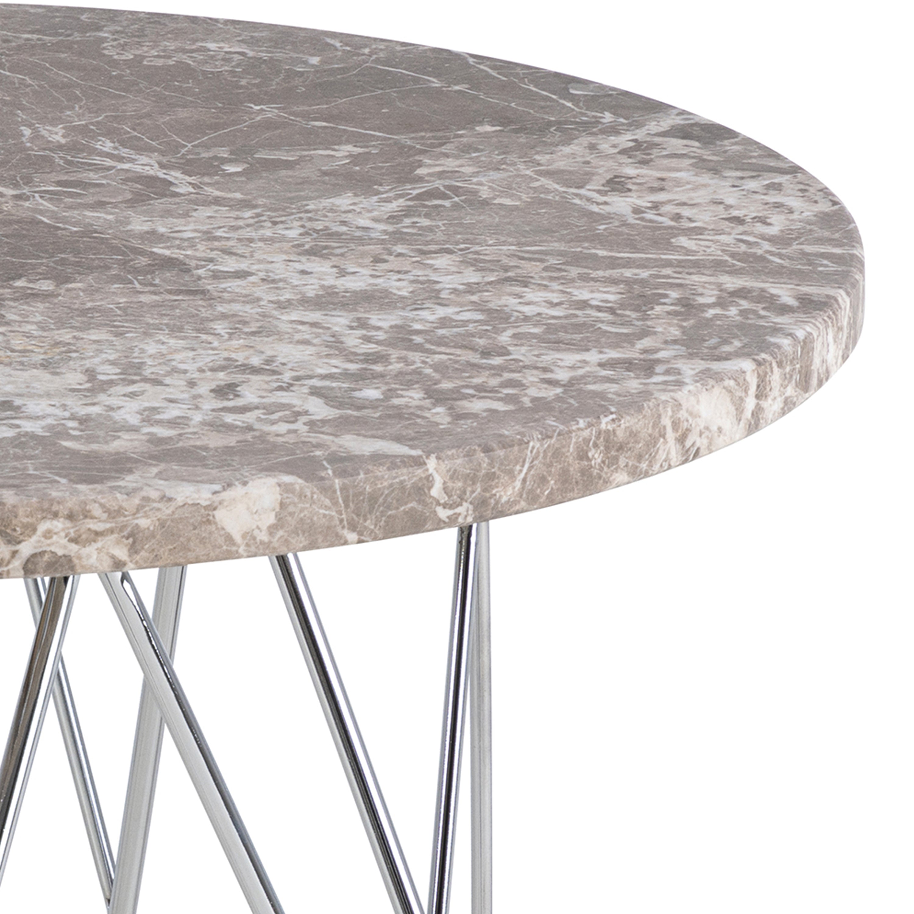 Prunus Round Side Table with Grey-Brown Marble Top