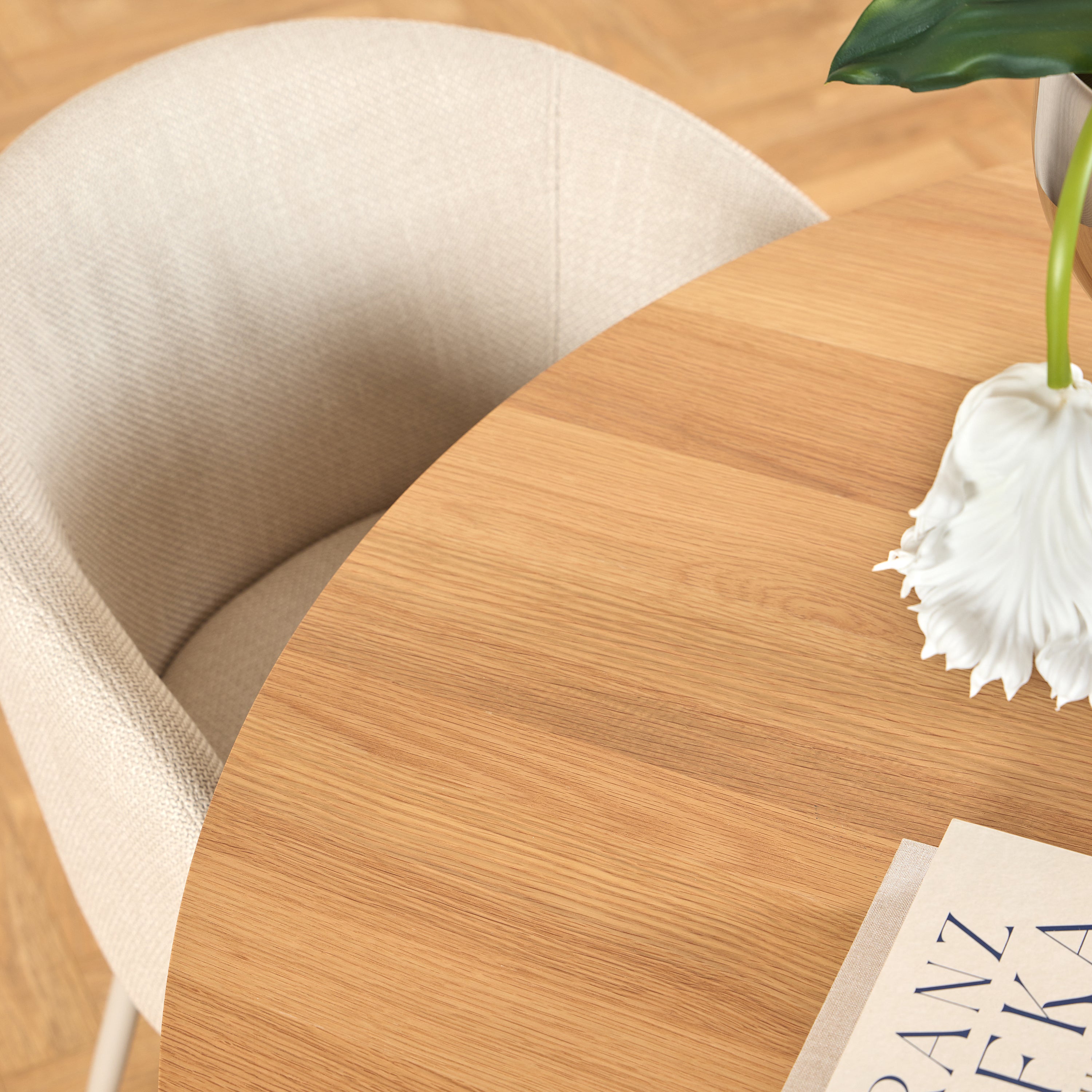 Soli Round Dining Table in Oak/Grey 120x75cm