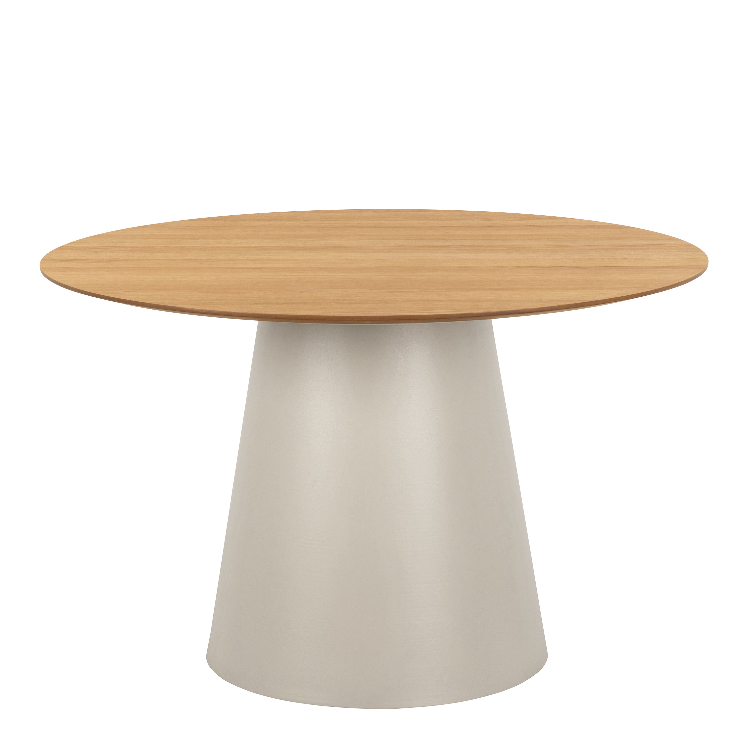 Soli Round Dining Table in Oak/Grey 120x75cm Included 4 Ella Swivel Beige Dining Chair