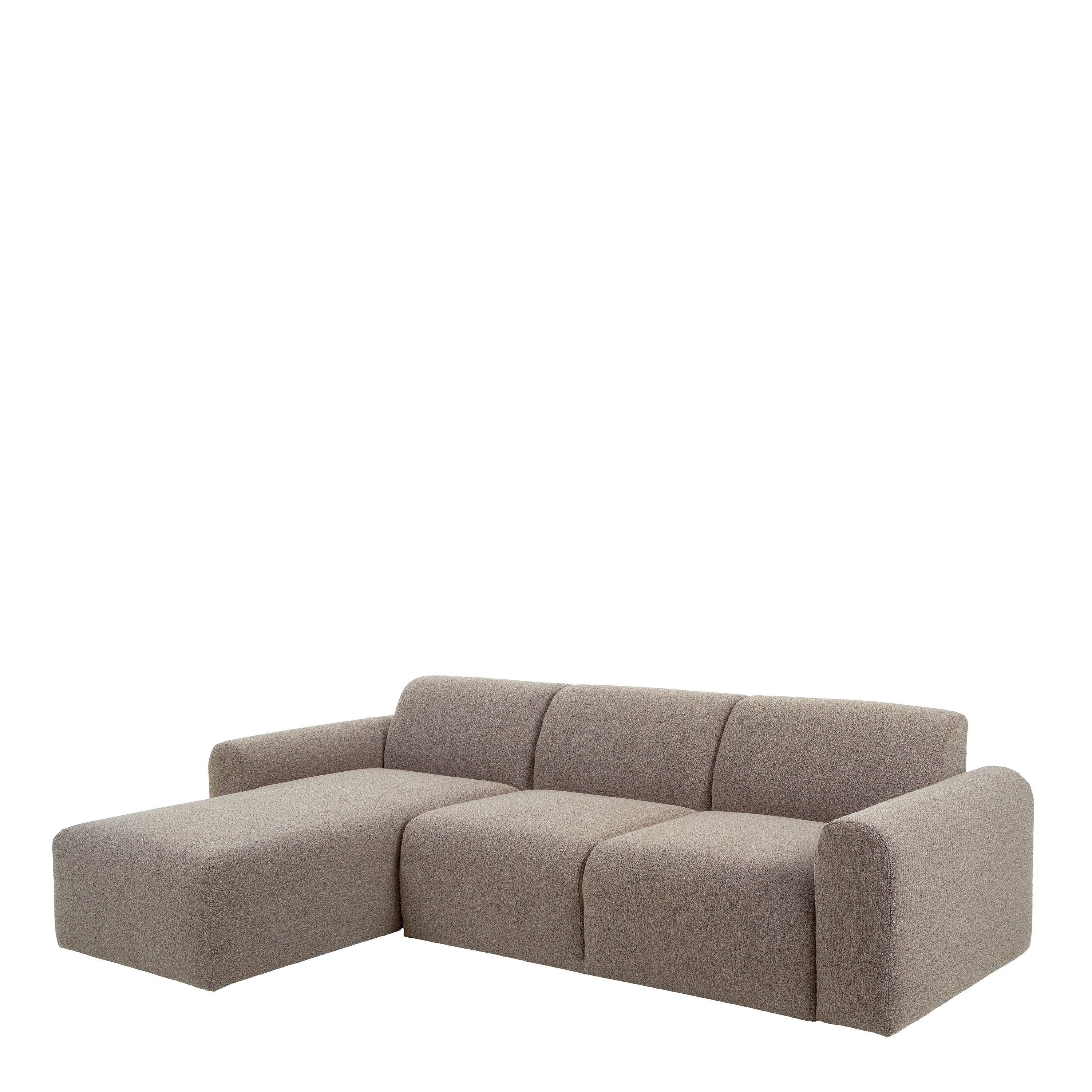 Midfield Left Hand Facing 2 Seater Chaise Longue in Boucle Beige Fabric