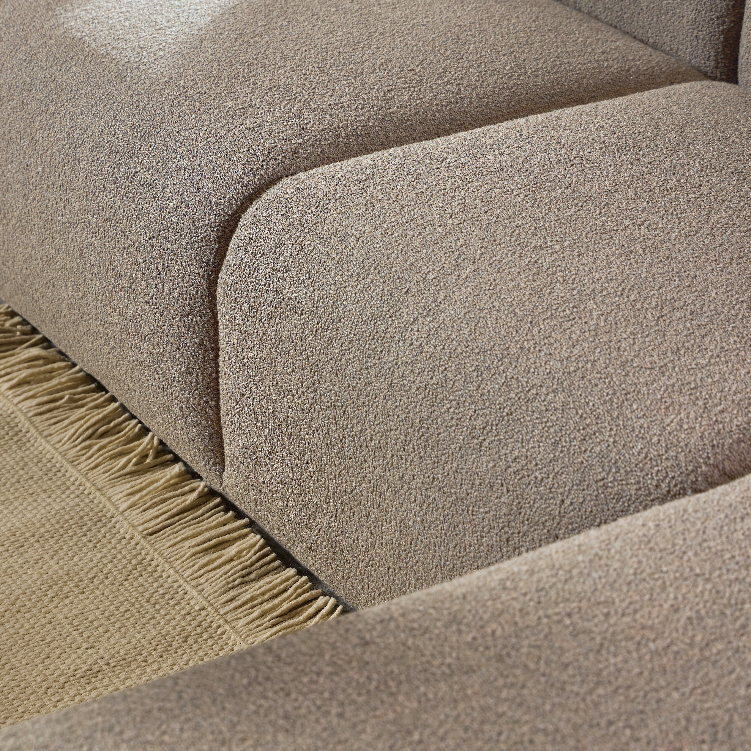 Midfield Right Hand Facing 2 Seater Chaise Longue in Boucle Beige Fabric