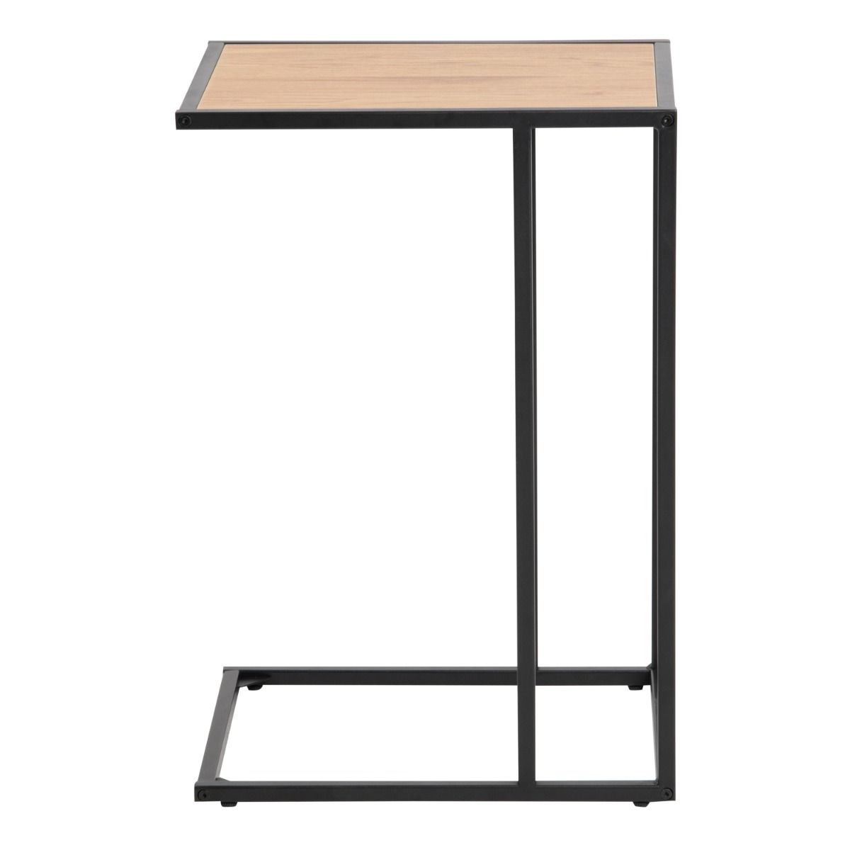 Seaford Black Metal Side Table with Oak Top