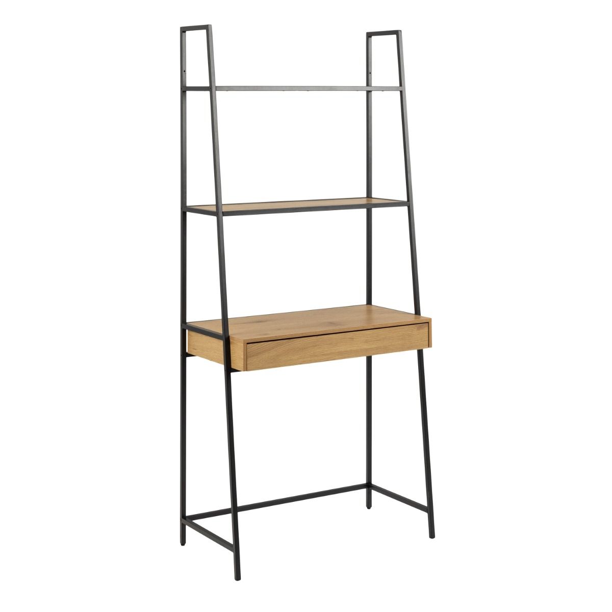 Seaford Bookcase Desk with 1 Drawer in Black and Oak