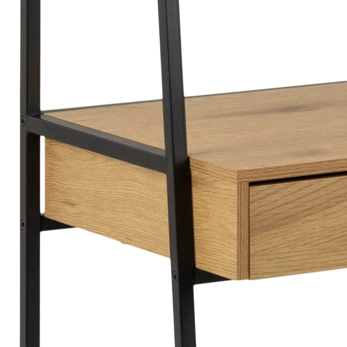 Seaford Bookcase Desk with 1 Drawer in Black and Oak