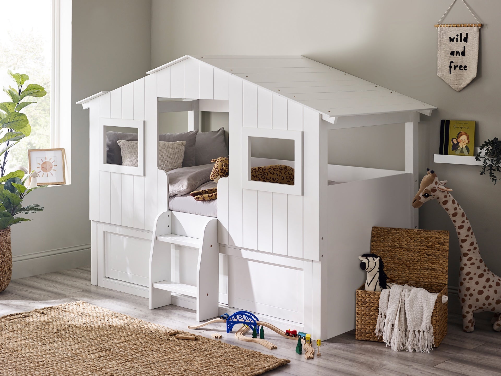 Acorn Treehouse Midsleeper & Storage Unit - White