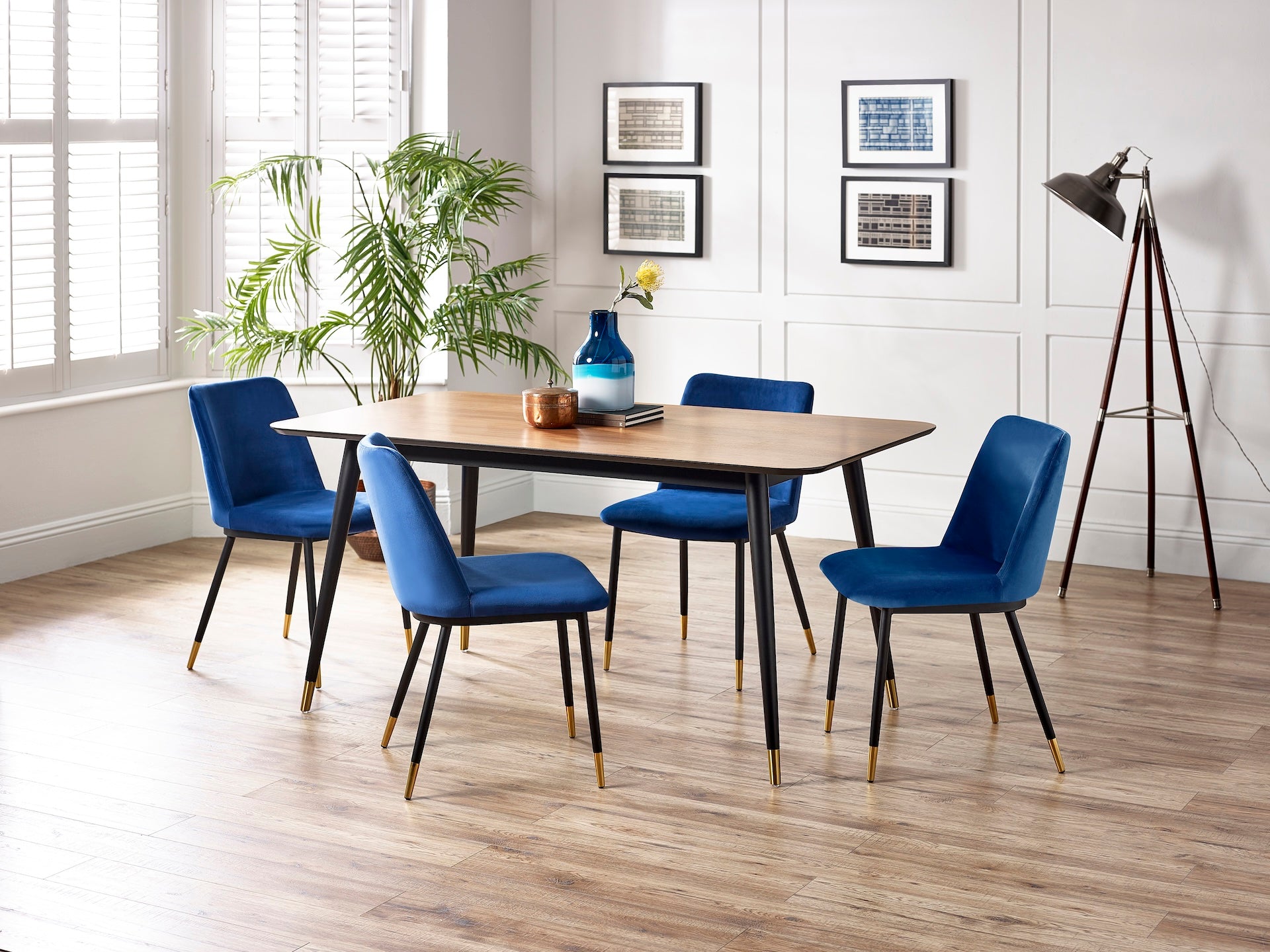 Findlay Rectangular Dining Table - Walnut & Black