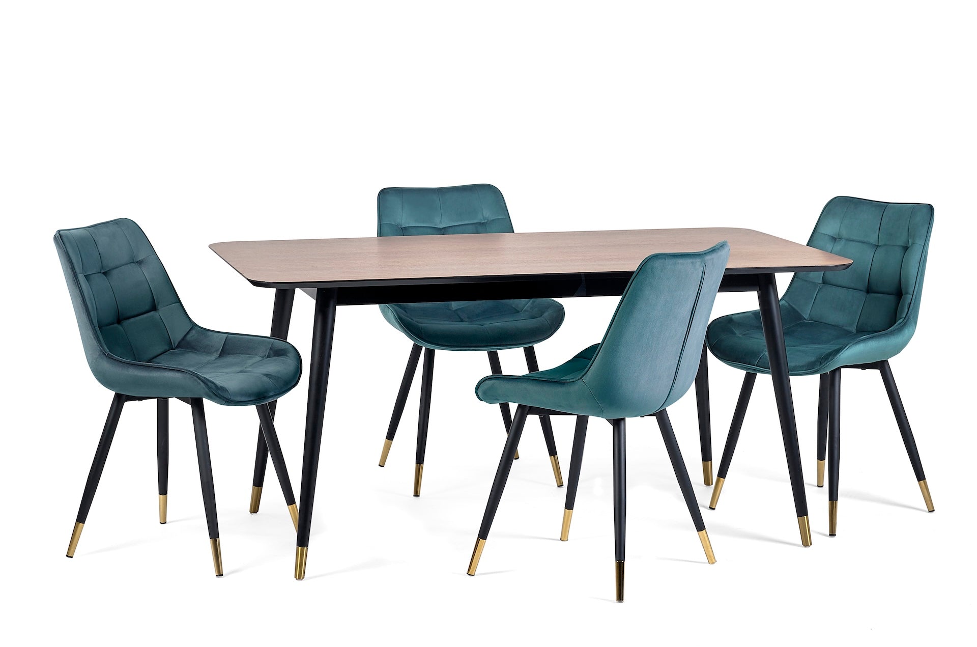 Findlay Rectangular Dining Table - Walnut & Black