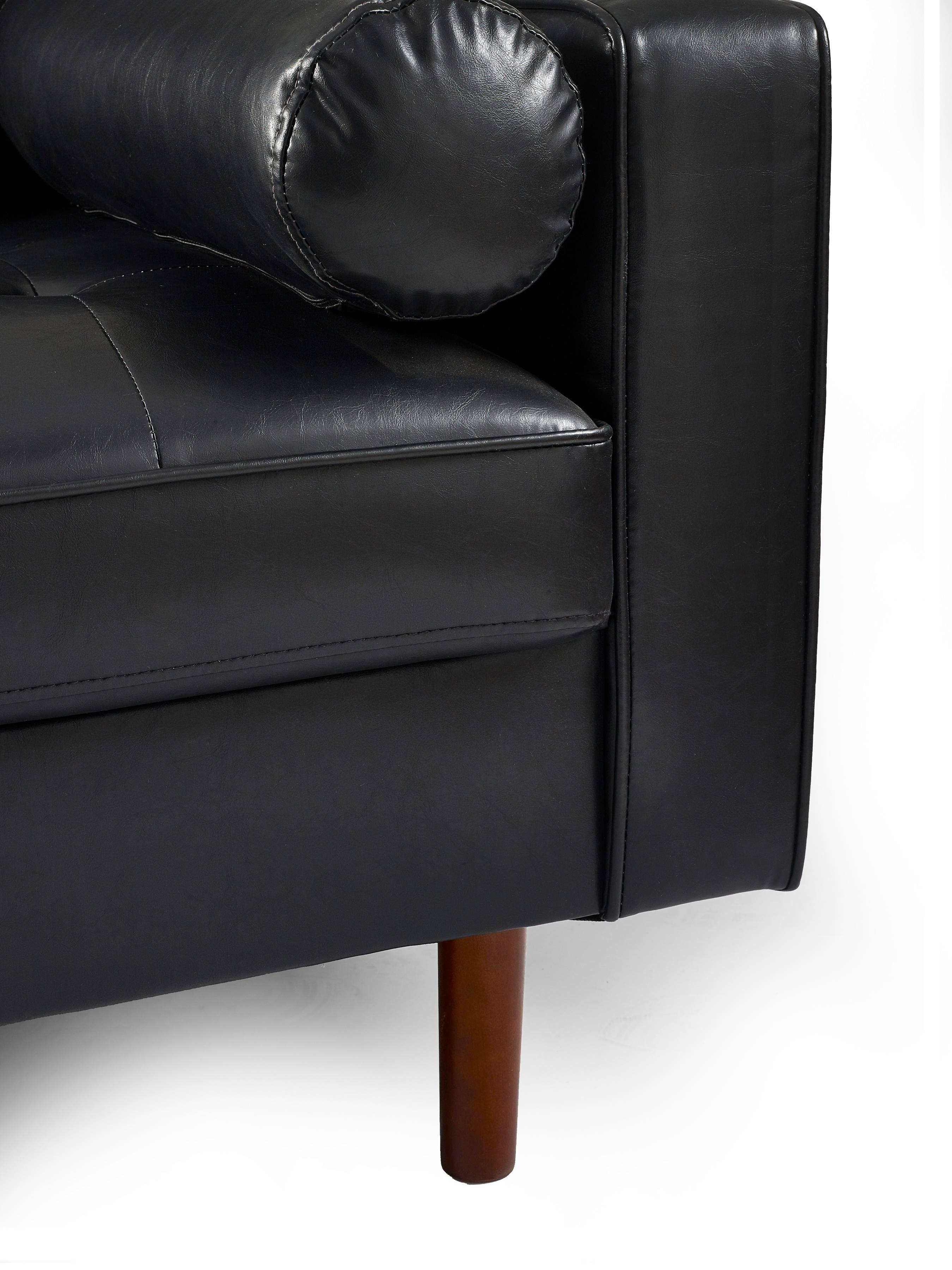 Henley Black Faux Leather 3 Seater Sofa