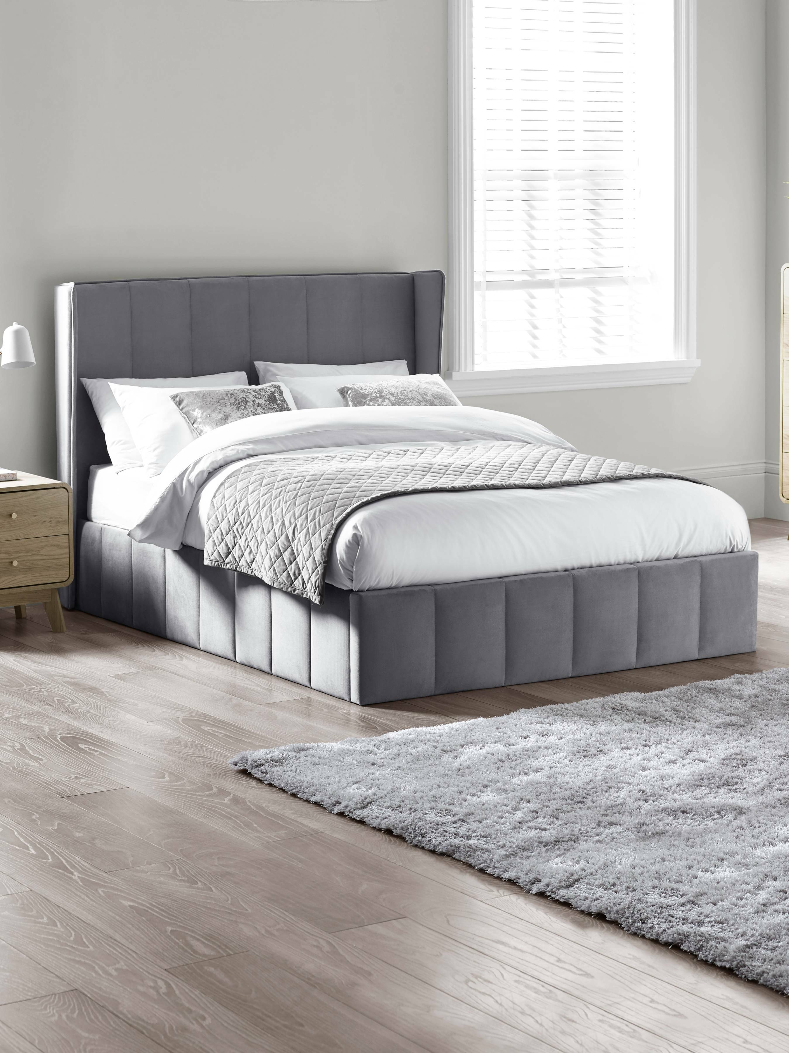 Katie Ottoman Storage Bed Frame - Grey Velvet