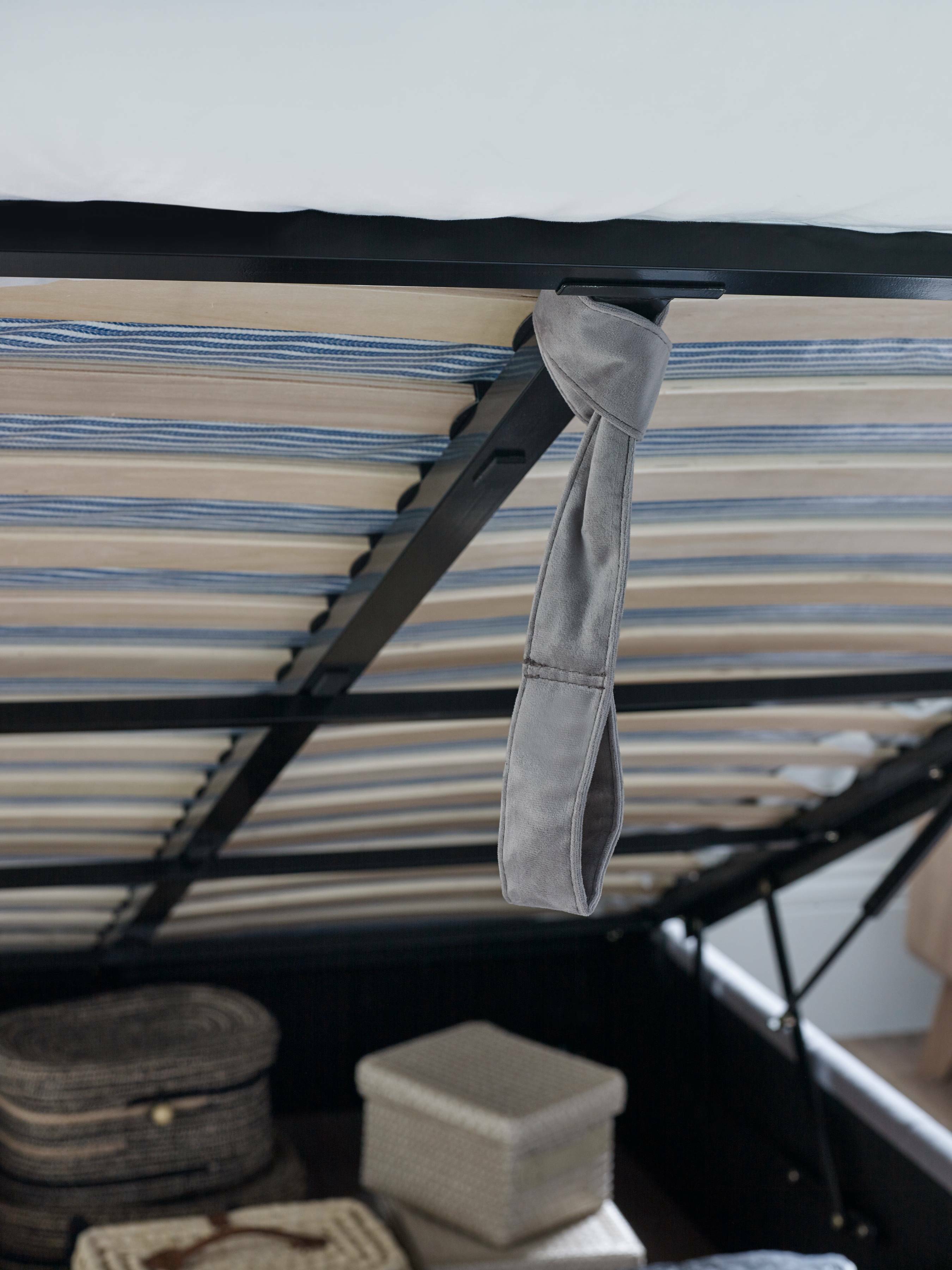 Katie Ottoman Storage Bed Frame - Grey Velvet