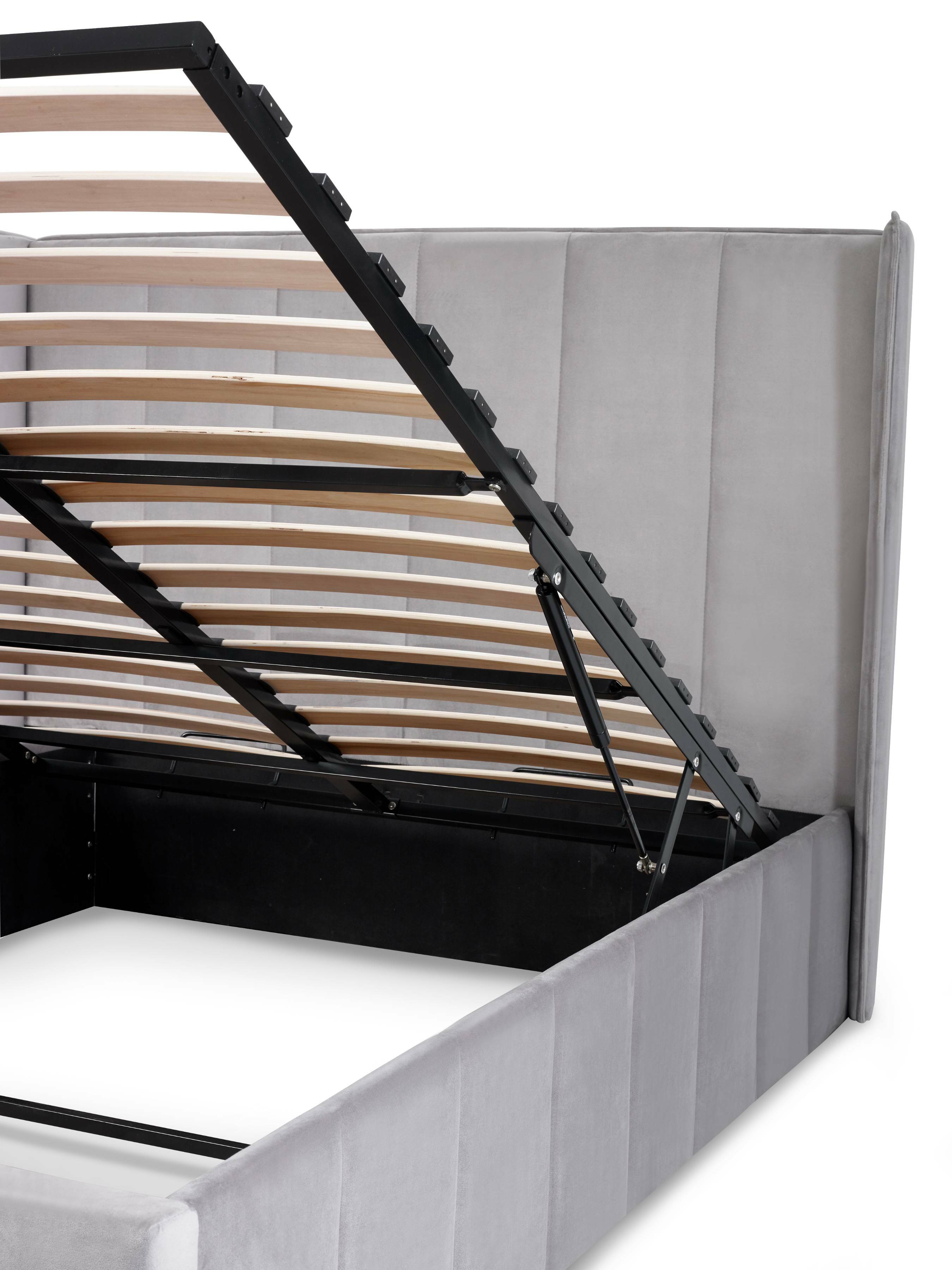 Katie Ottoman Storage Bed Frame - Grey Velvet