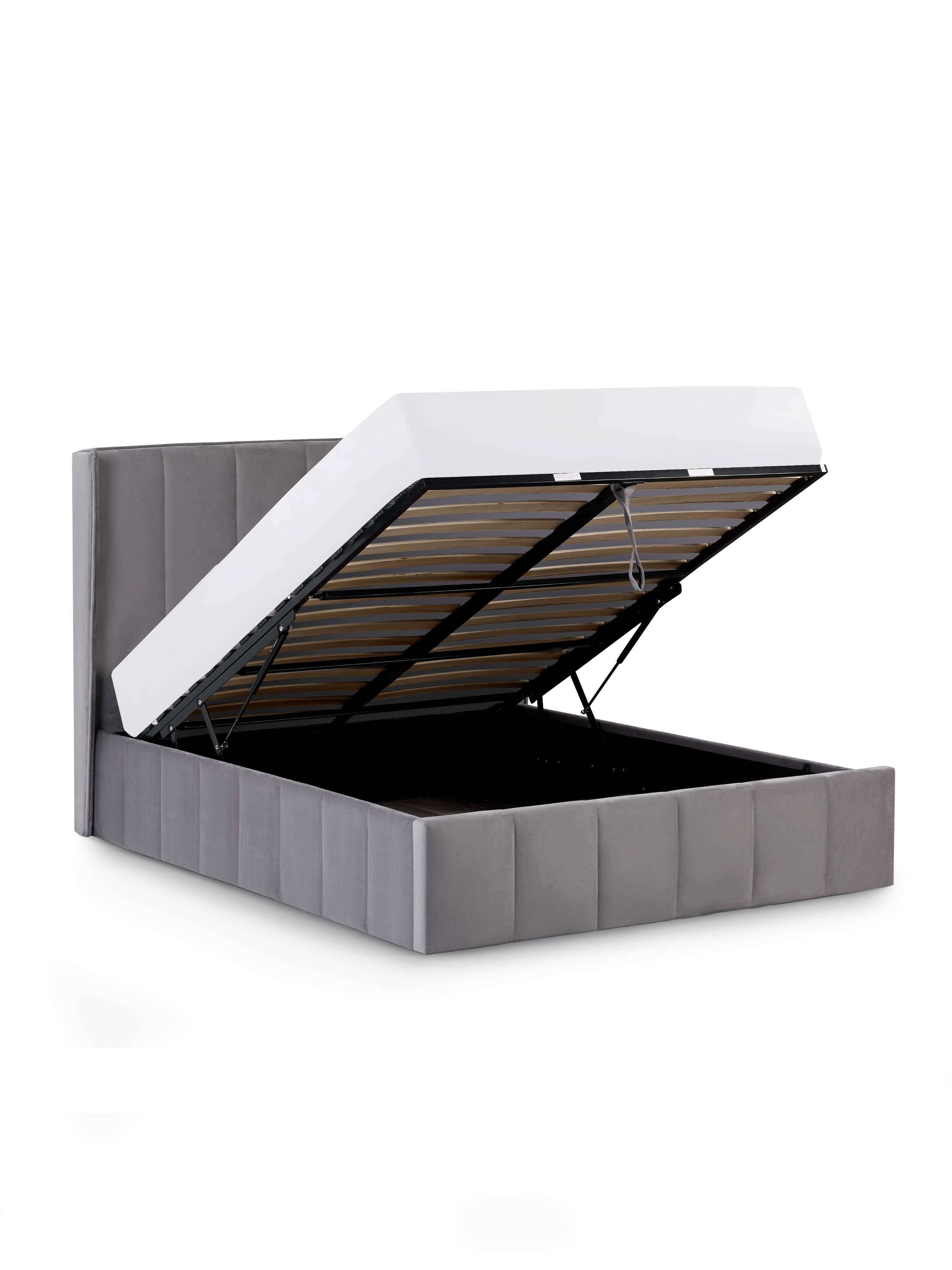 Katie Ottoman Storage Bed Frame - Grey Velvet