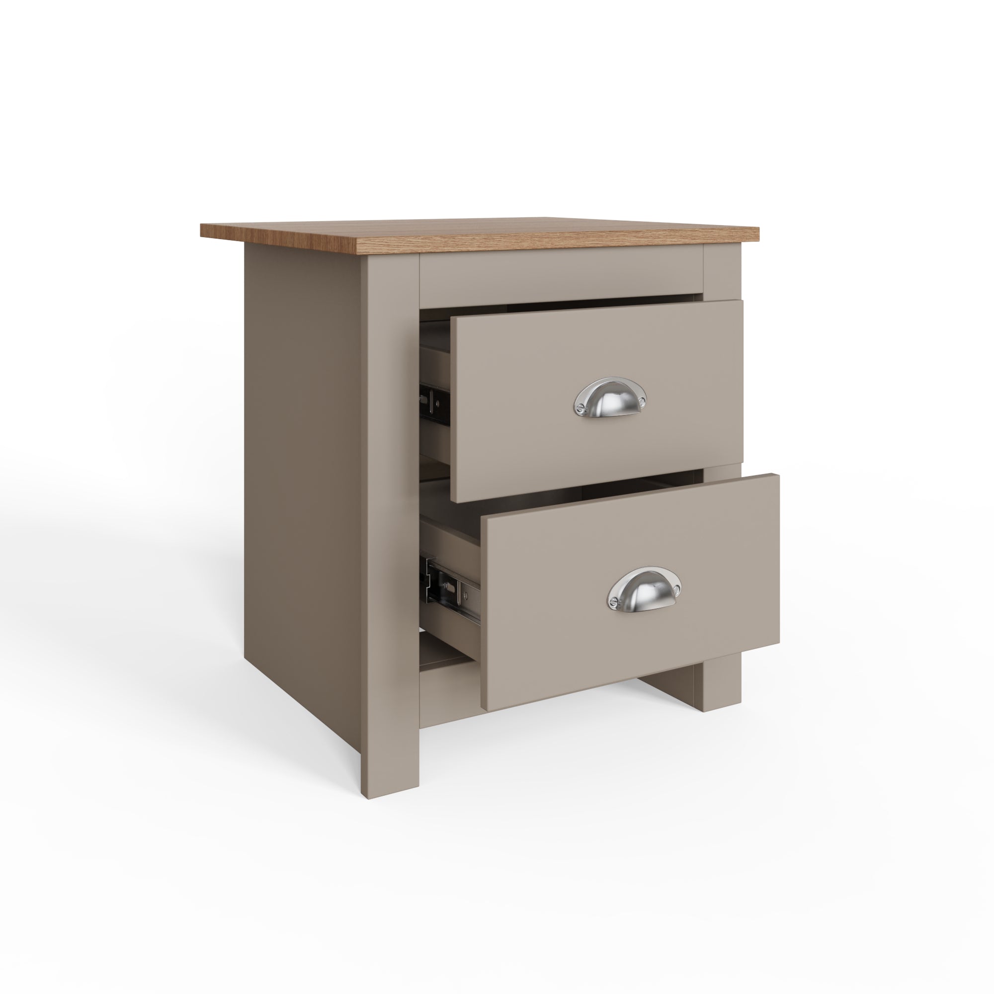 Lancaster 2 Drawer Bedside Grey
