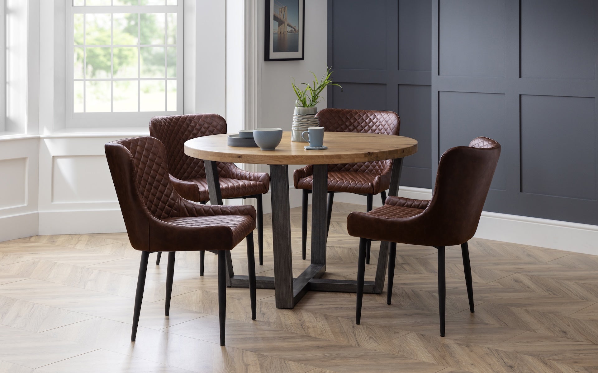 Luxe Faux Leather Dining Chairs Brown (Set Of 2)