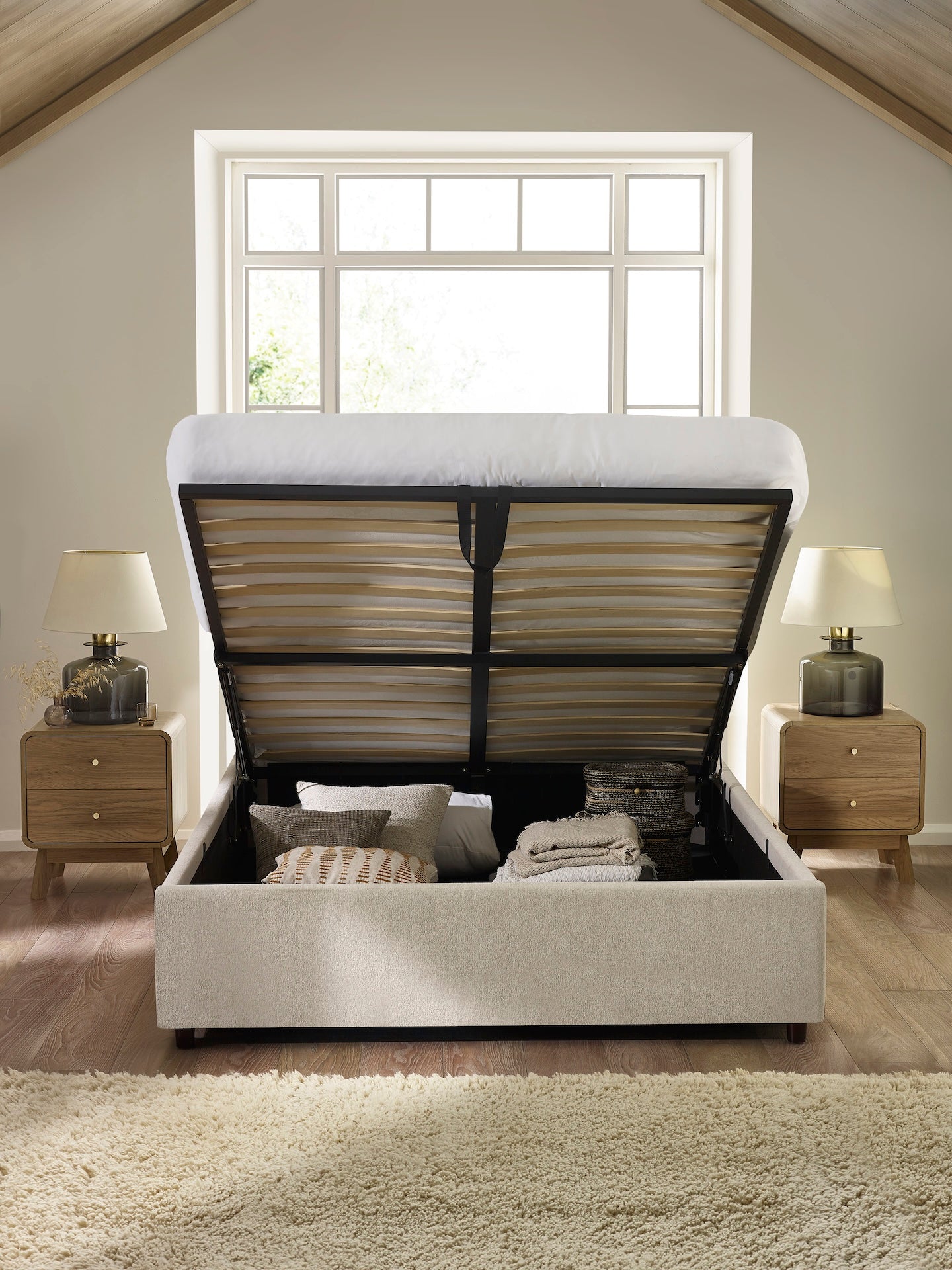 Maddock Ottoman Storage Bed - Beige