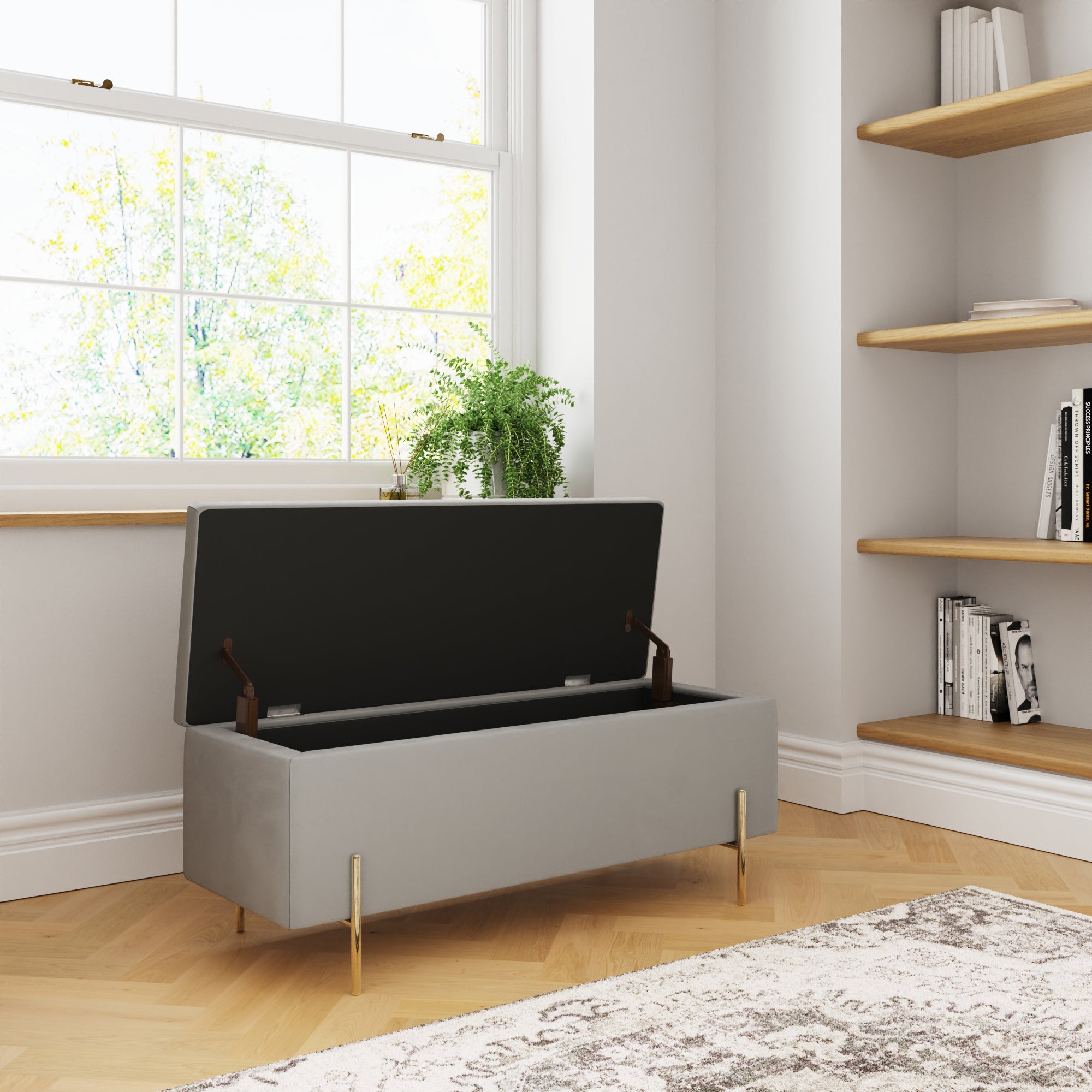 Mystica Ottoman Storage Bench Grey