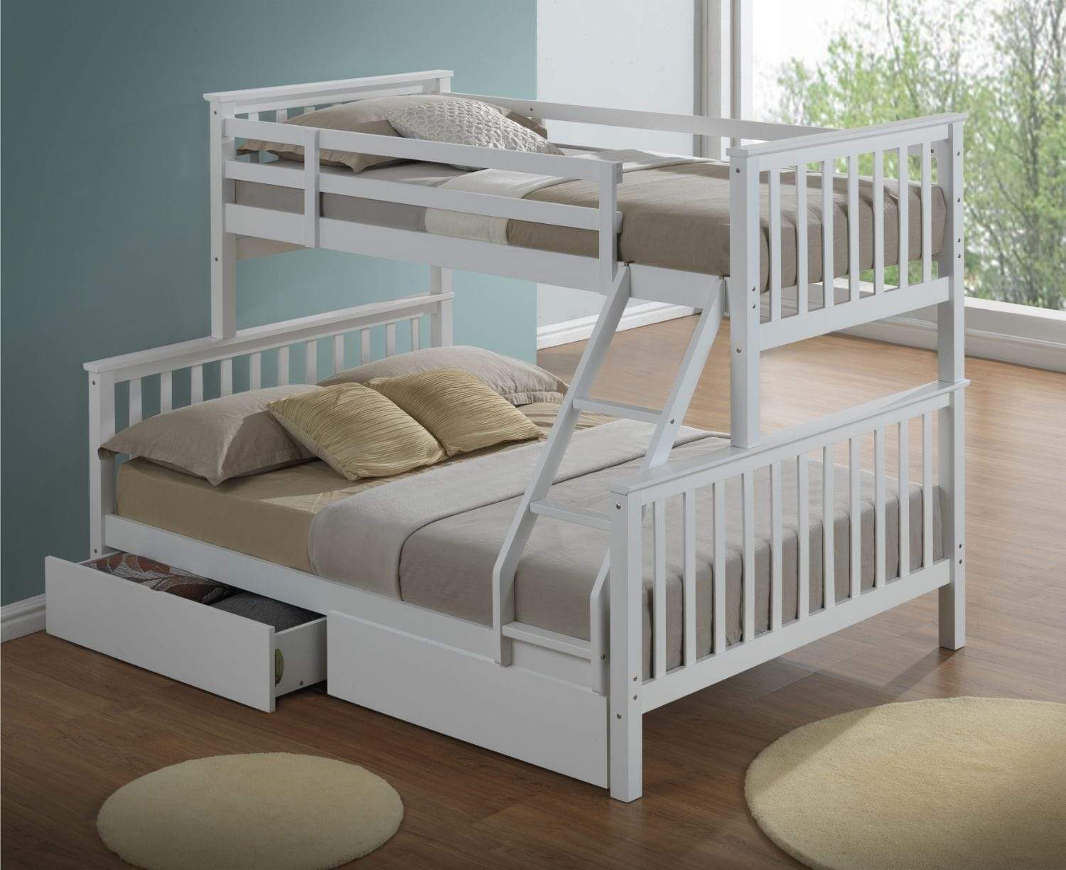 Artisan Bed Company Bunk Bed Charlotte 2 In 1 White Three Sleeper Bunk Bed