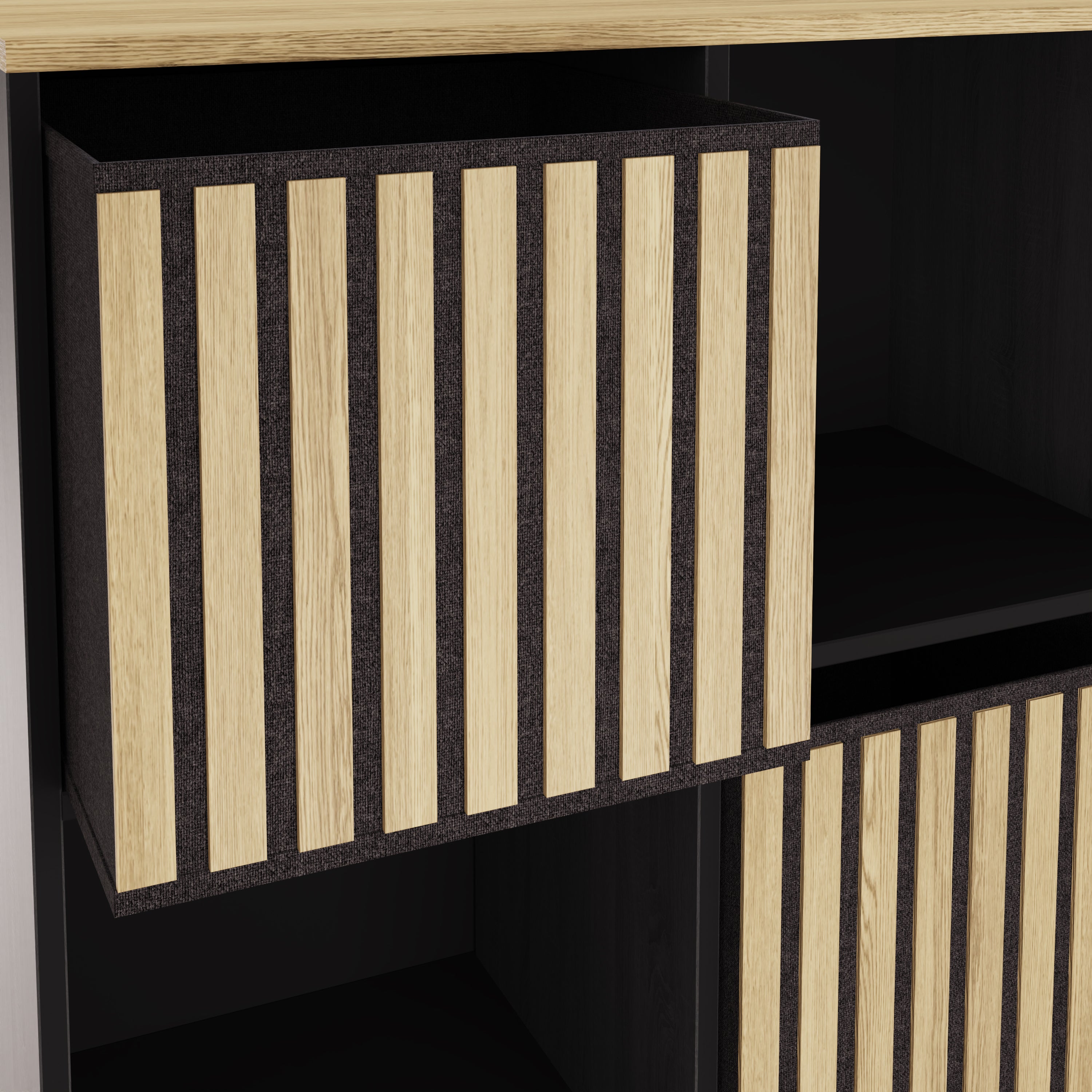 Kube 2X2 Storage Kube Black/Medium Oak