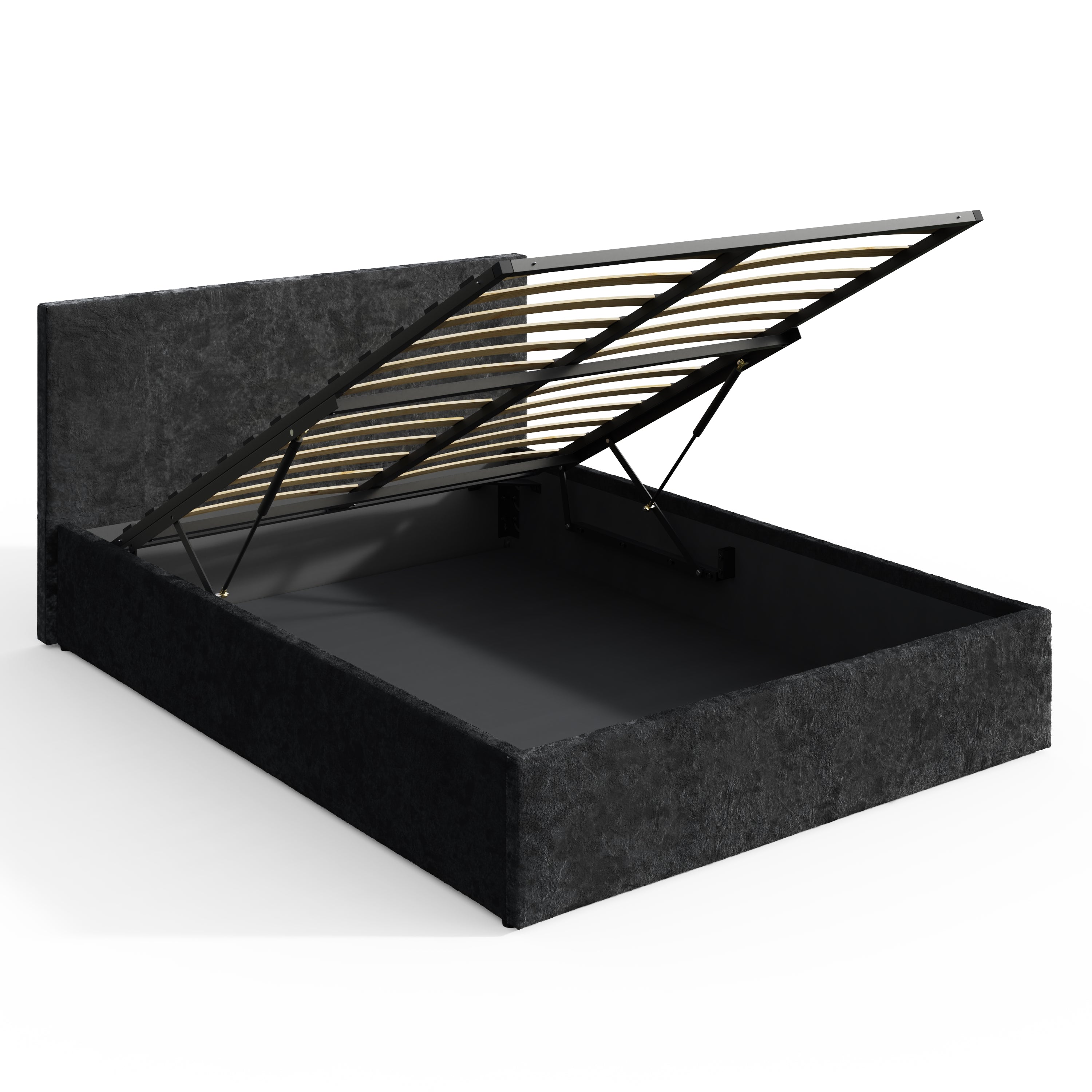 End Lift Ottoman Bed Frame- Black Crushed Velvet