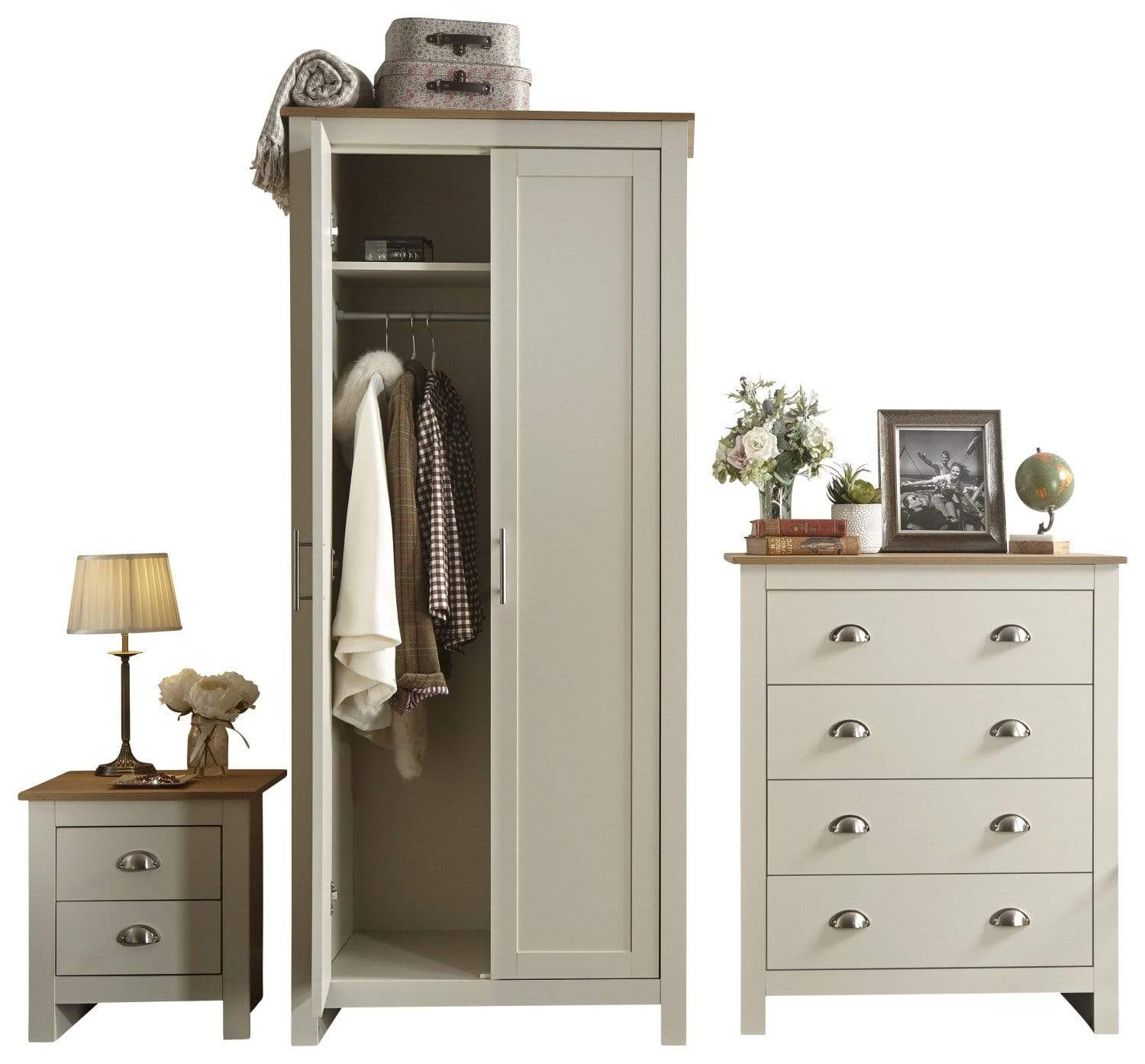 GFW Bedroom Set Lancaster 3 Piece Set Cream Bed Kings