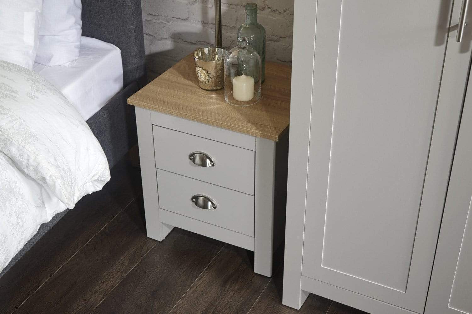 GFW Bedroom Set Lancaster 4 Piece Set Grey Bed Kings