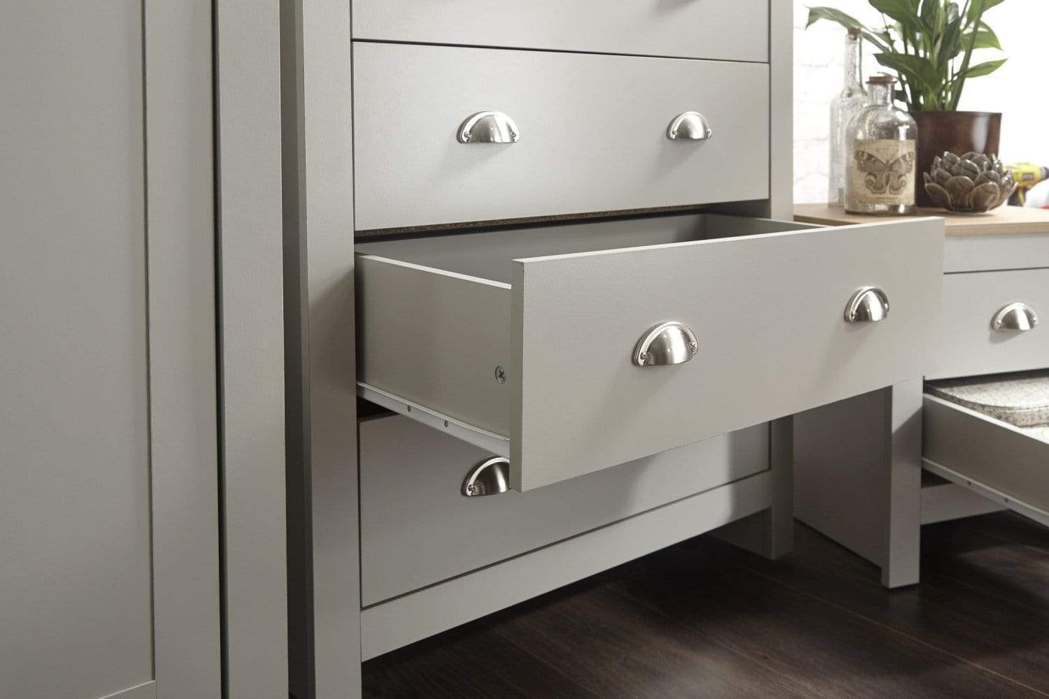 GFW Bedroom Set Lancaster 4 Piece Set Grey Bed Kings