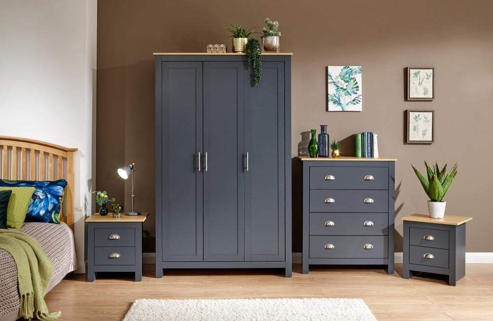 GFW Bedroom Set Lancaster 4 Piece Set Slate Blue Bed Kings