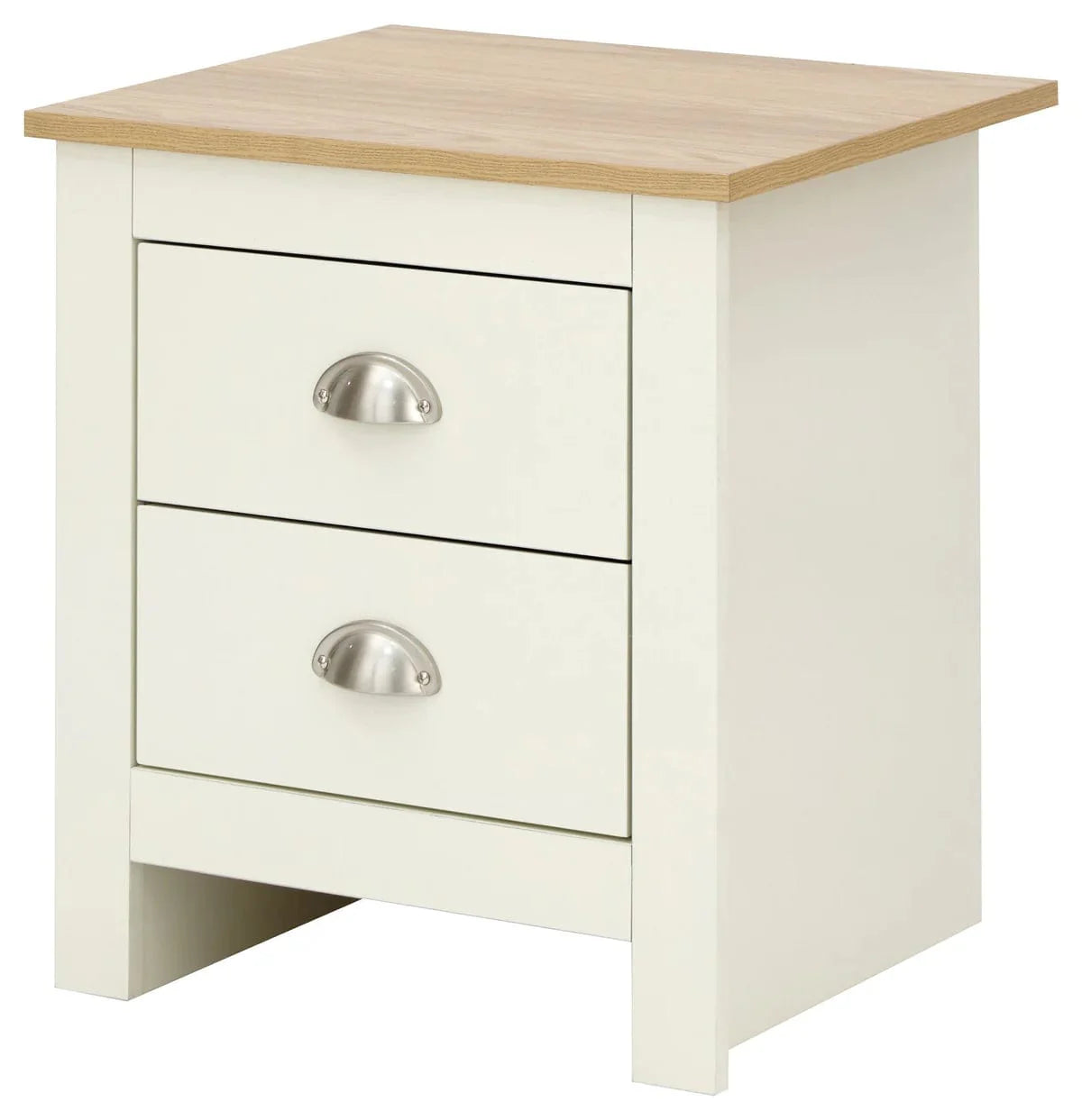 GFW Bedside Table Lancaster 2 Drawer Bedside Cream - Twin Pack Bed Kings