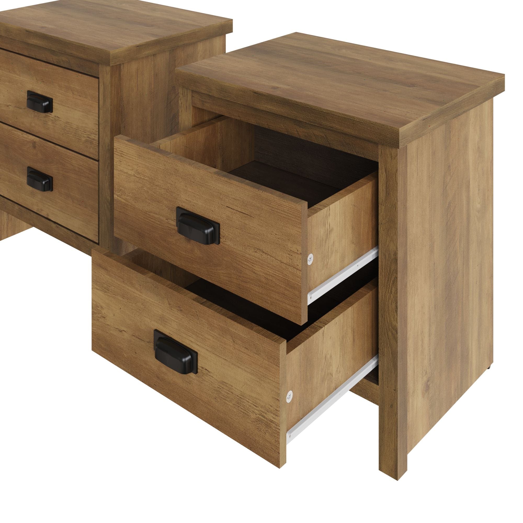 GFW Bedside Table Pair of Boston 2 Drawer Bedside Tables Knotty Oak Bed Kings