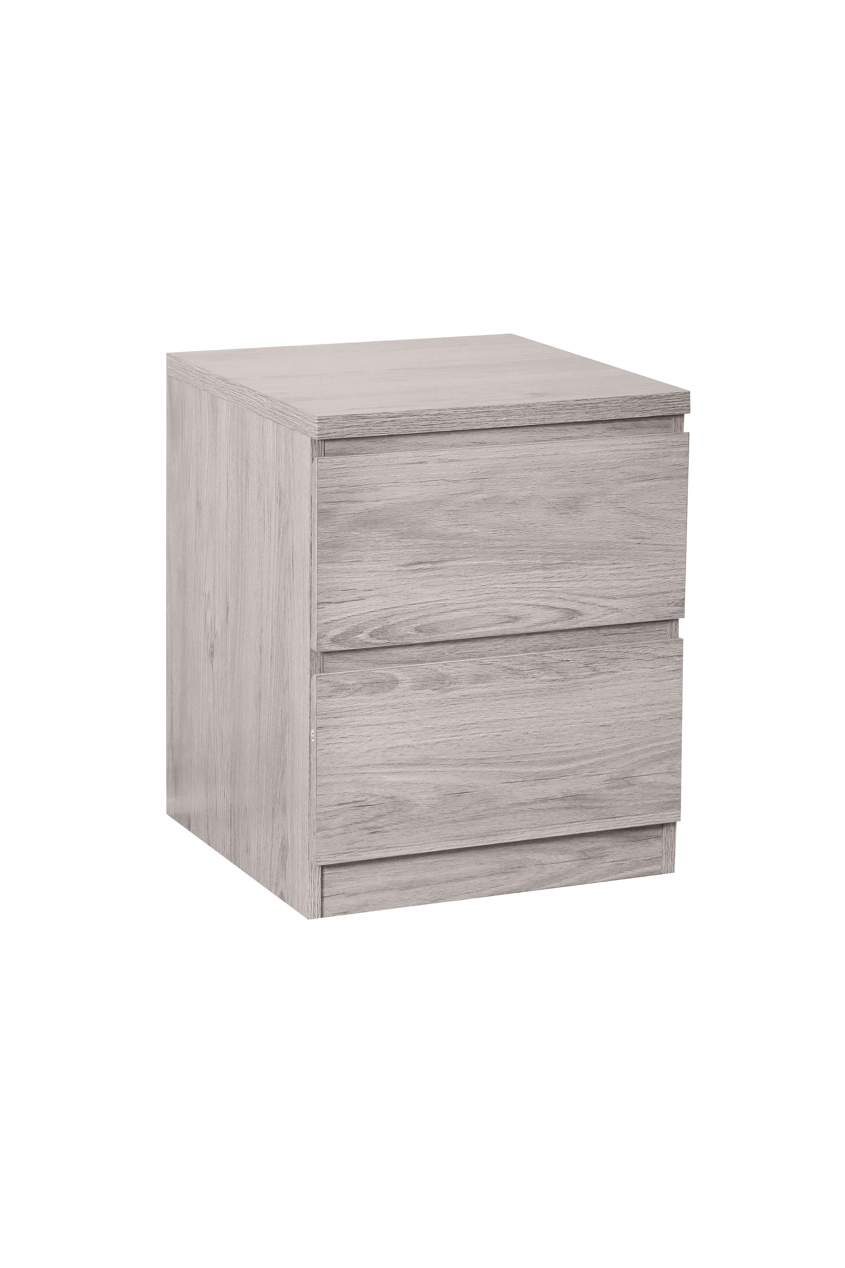 Julian Bowen Bedside Table Jupiter 2 Drawer Bedside Grey Oak Bed Kings