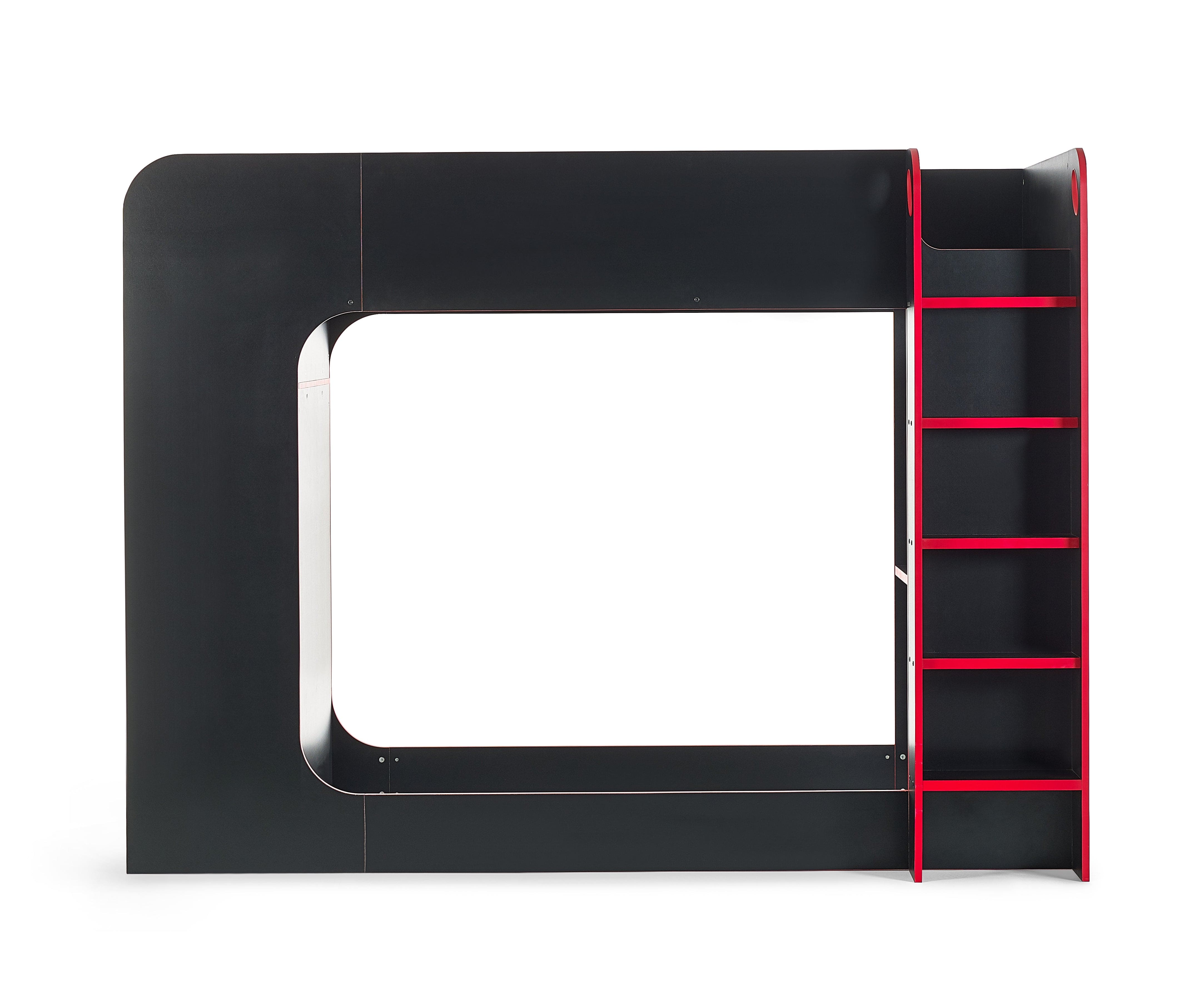 Julian Bowen Bunk Bed Single 90cm 3ft Impact Gaming Bunk Black/Red Bed Kings