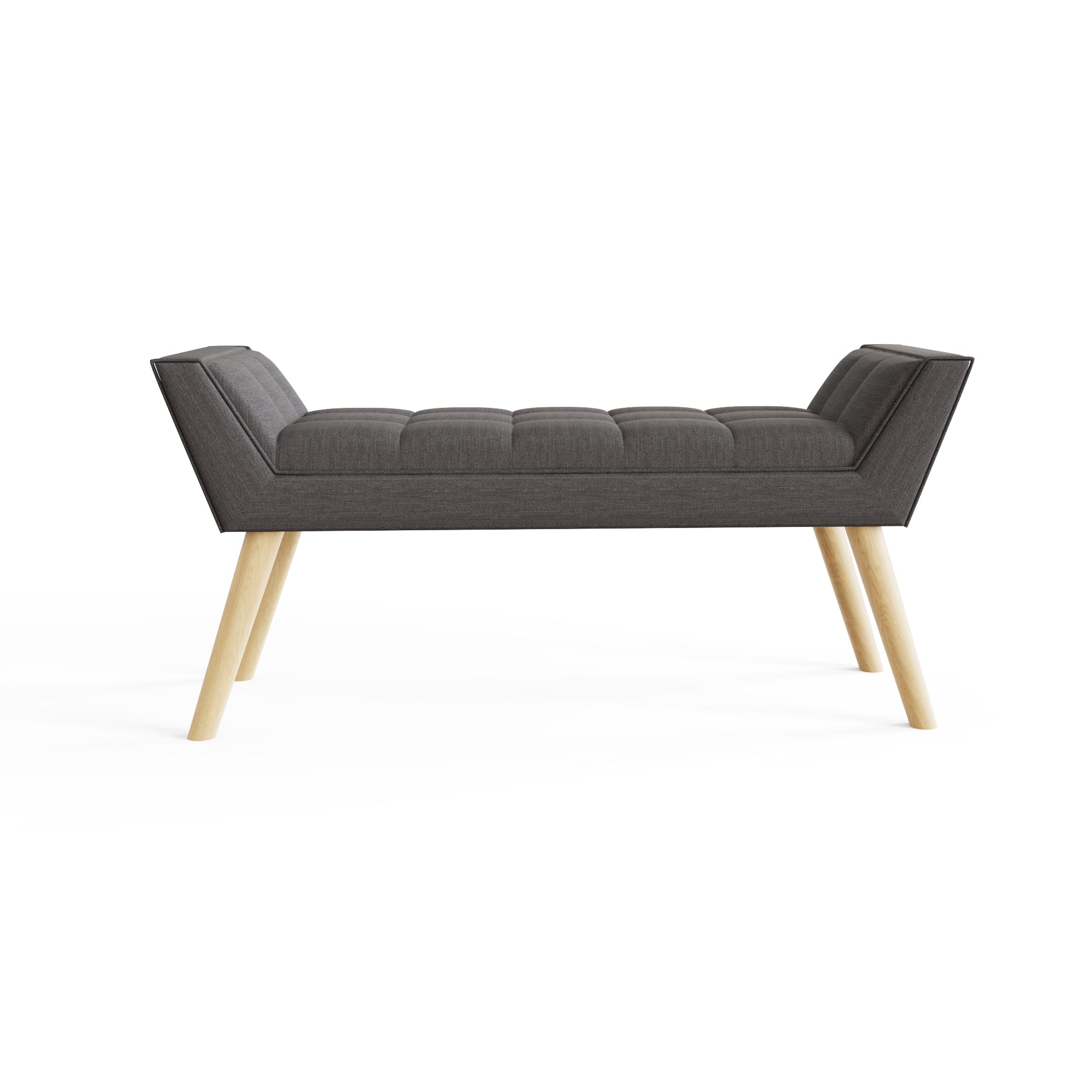 Milan Upholstered Bench Dark Grey Hopsack