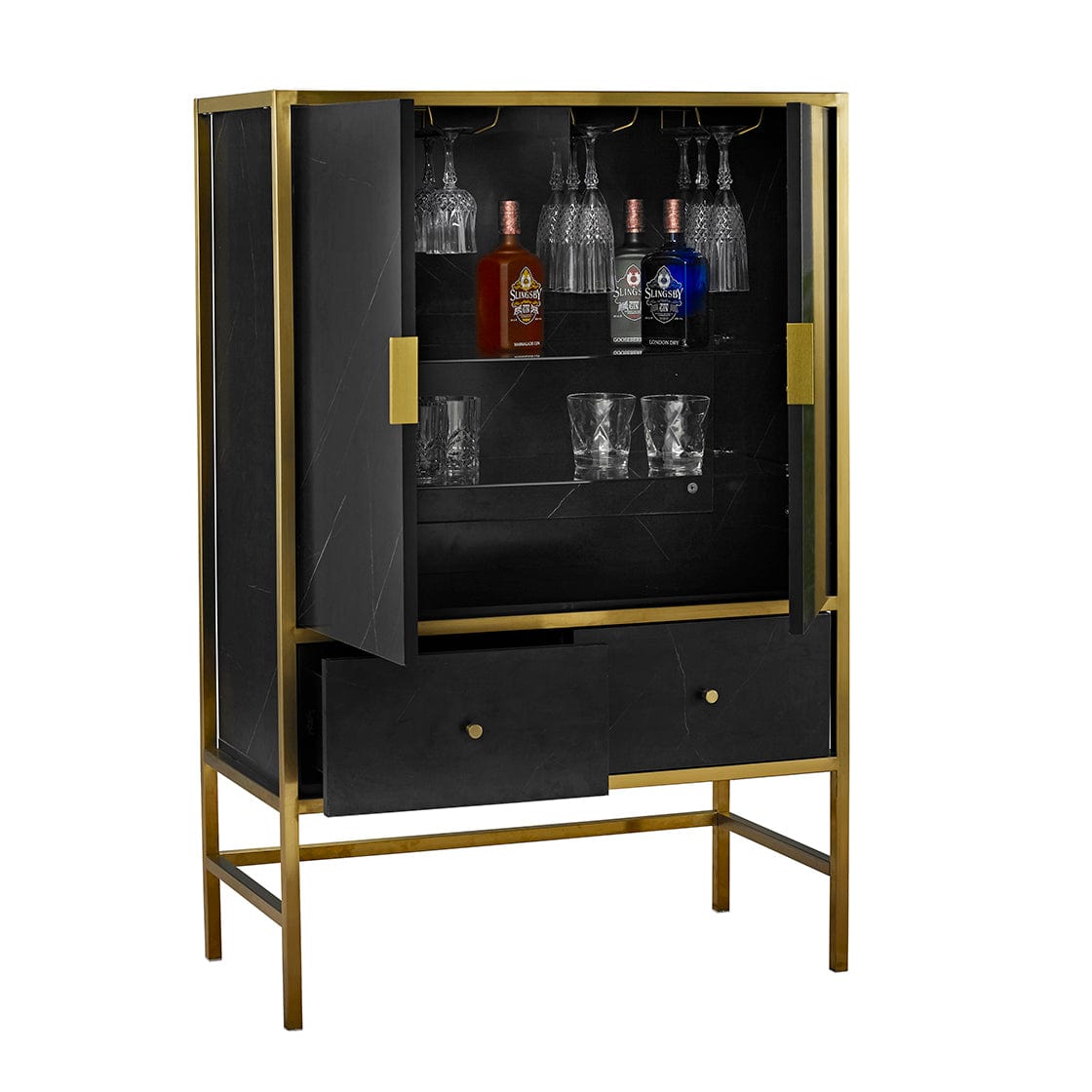 LPD Cabinet Monaco Drinks Cabinet Black Bed Kings