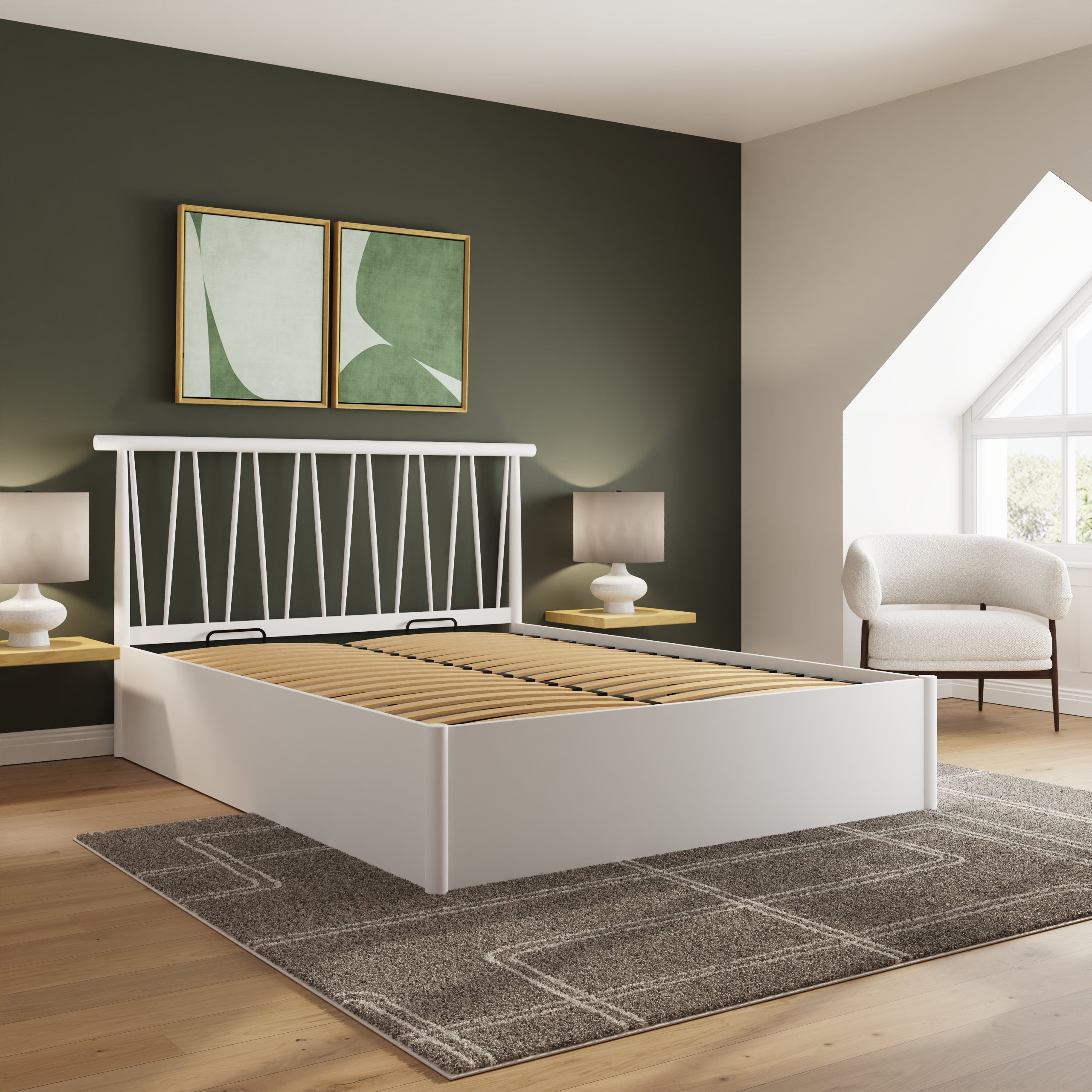 Fusum Spindle Ottoman Bed - White