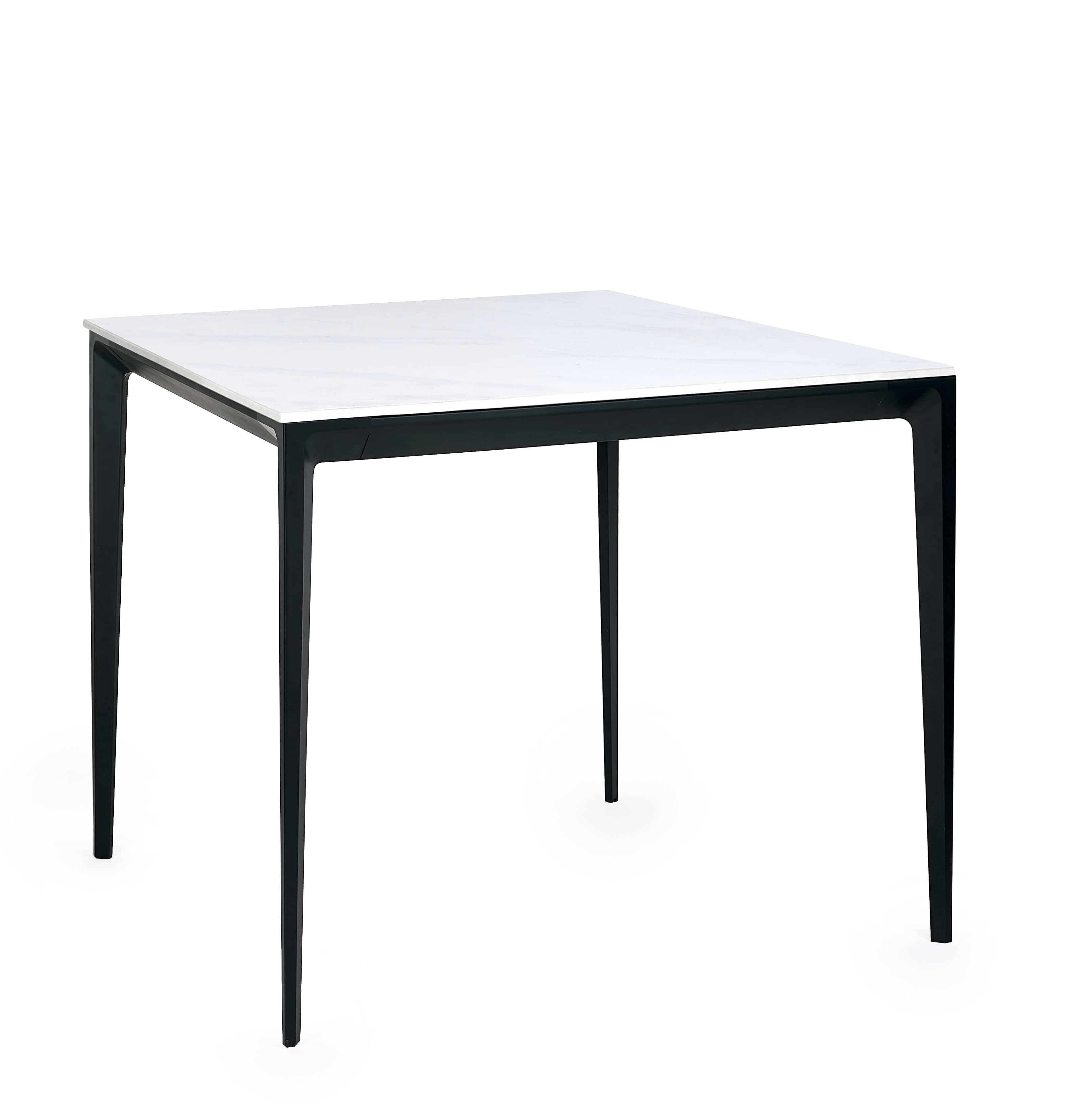 Julian Bowen Dining Table Miami Square Stone Top Dining Table - White Marble Bed Kings