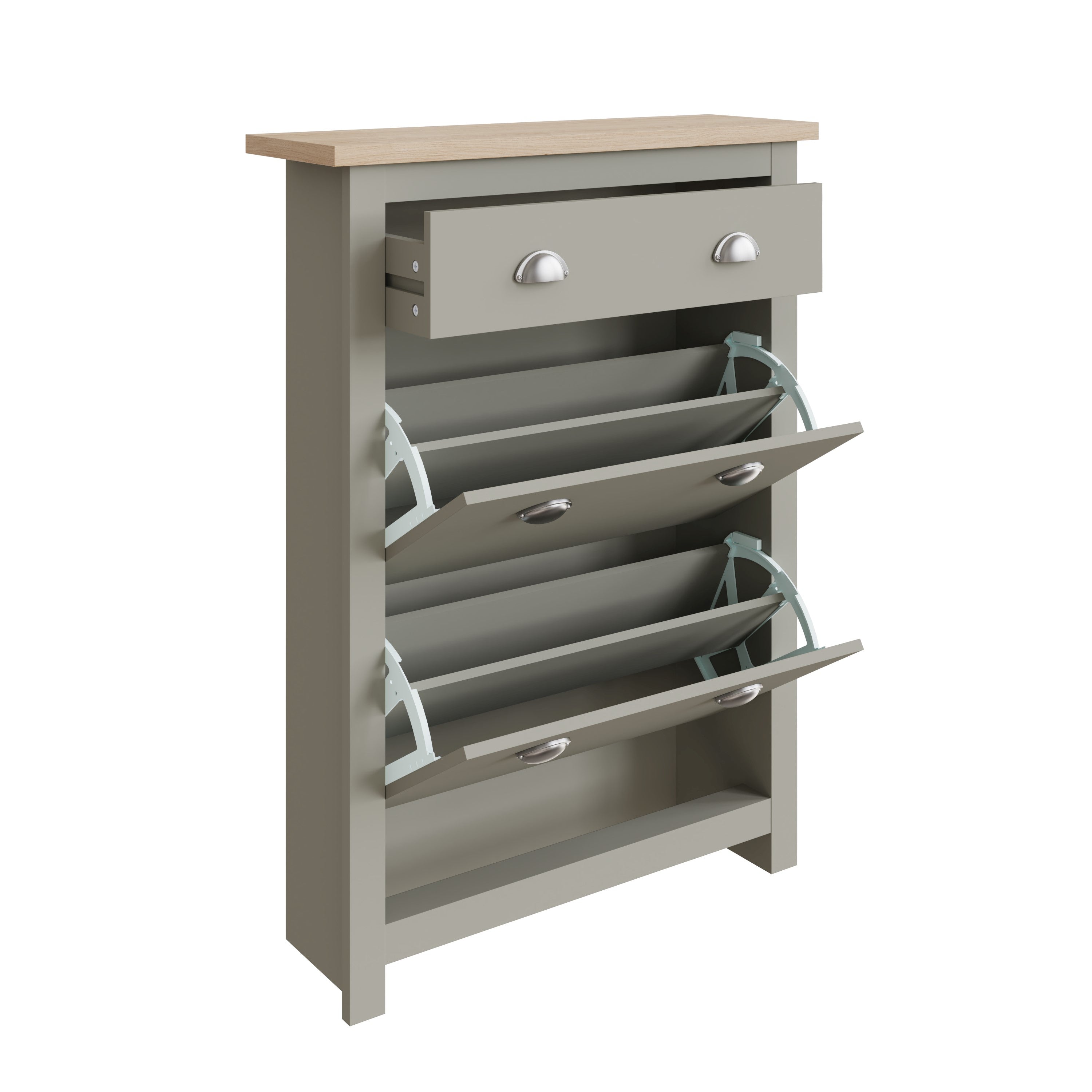 Lancaster 2Dr 1Drw Shoe Cabinet Grey