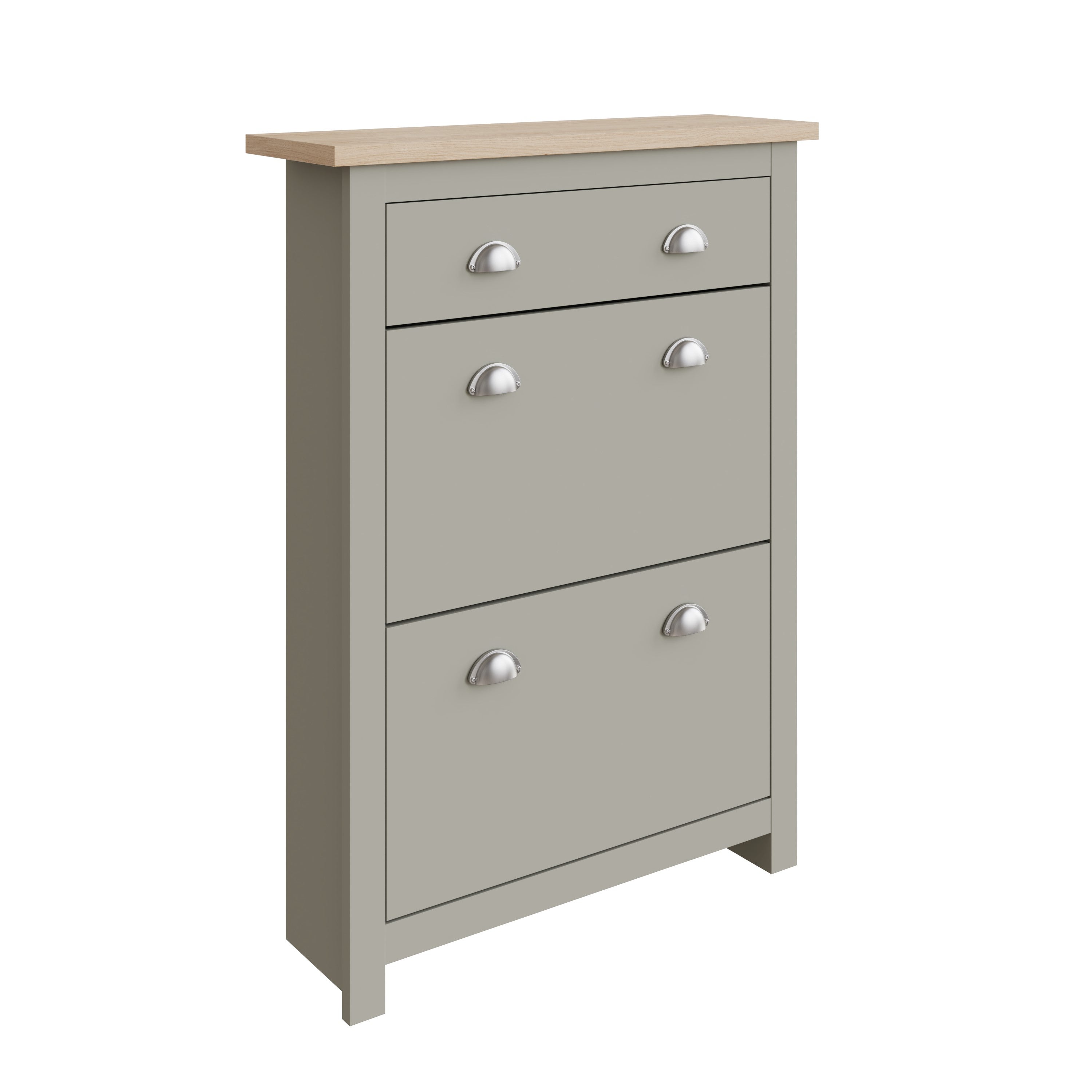Lancaster 2Dr 1Drw Shoe Cabinet Grey