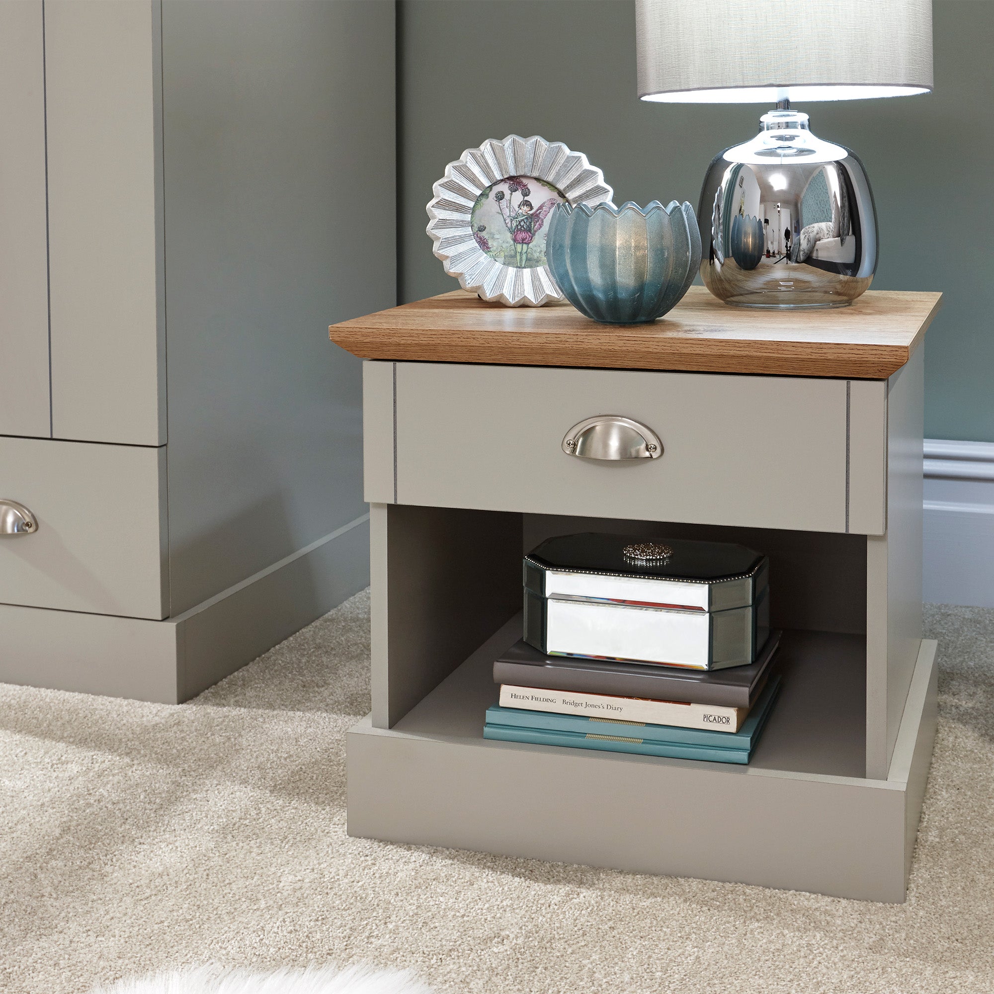 Kendal 1 Drawer Bedside Grey