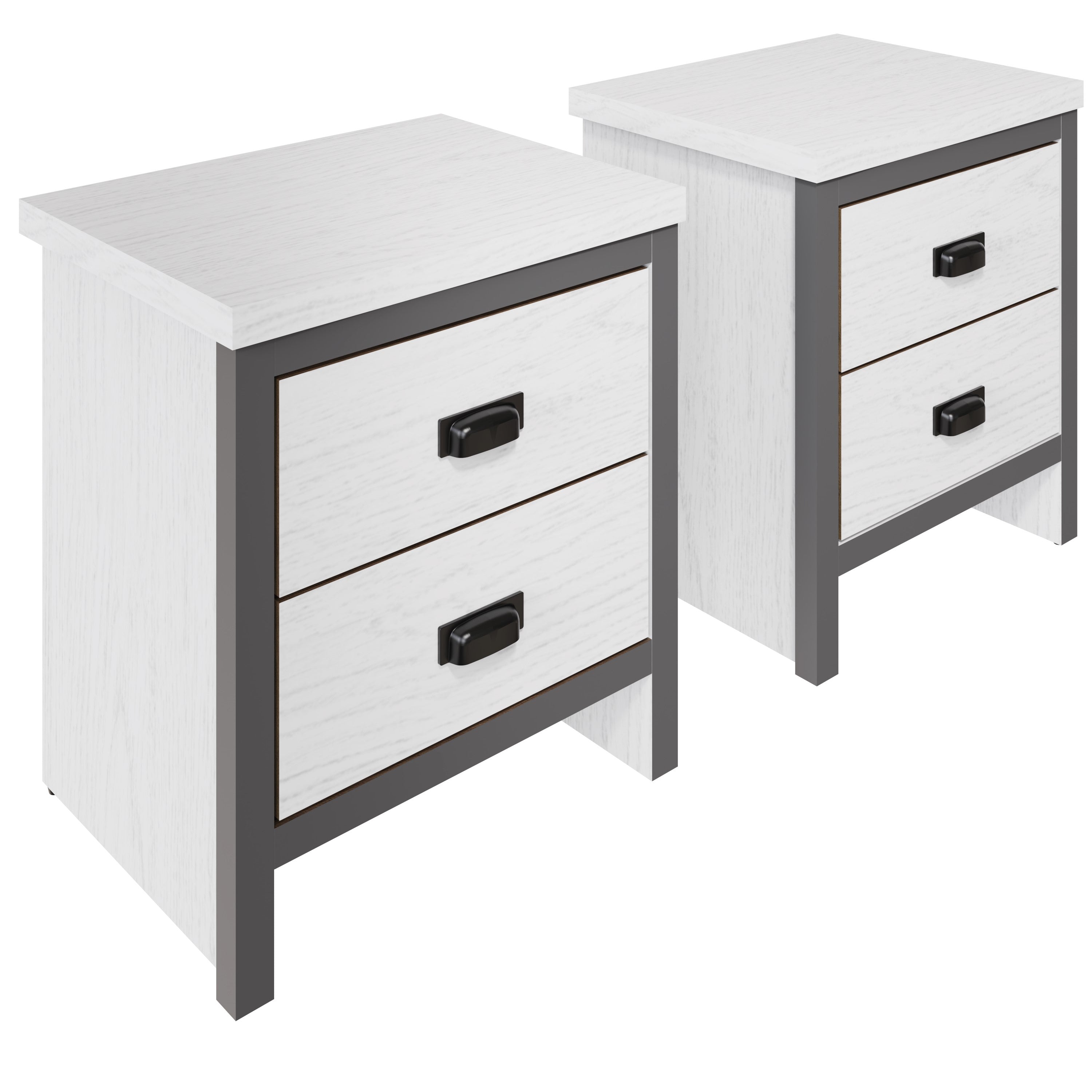 Boston 2 Drawer Bedside Table Pair White