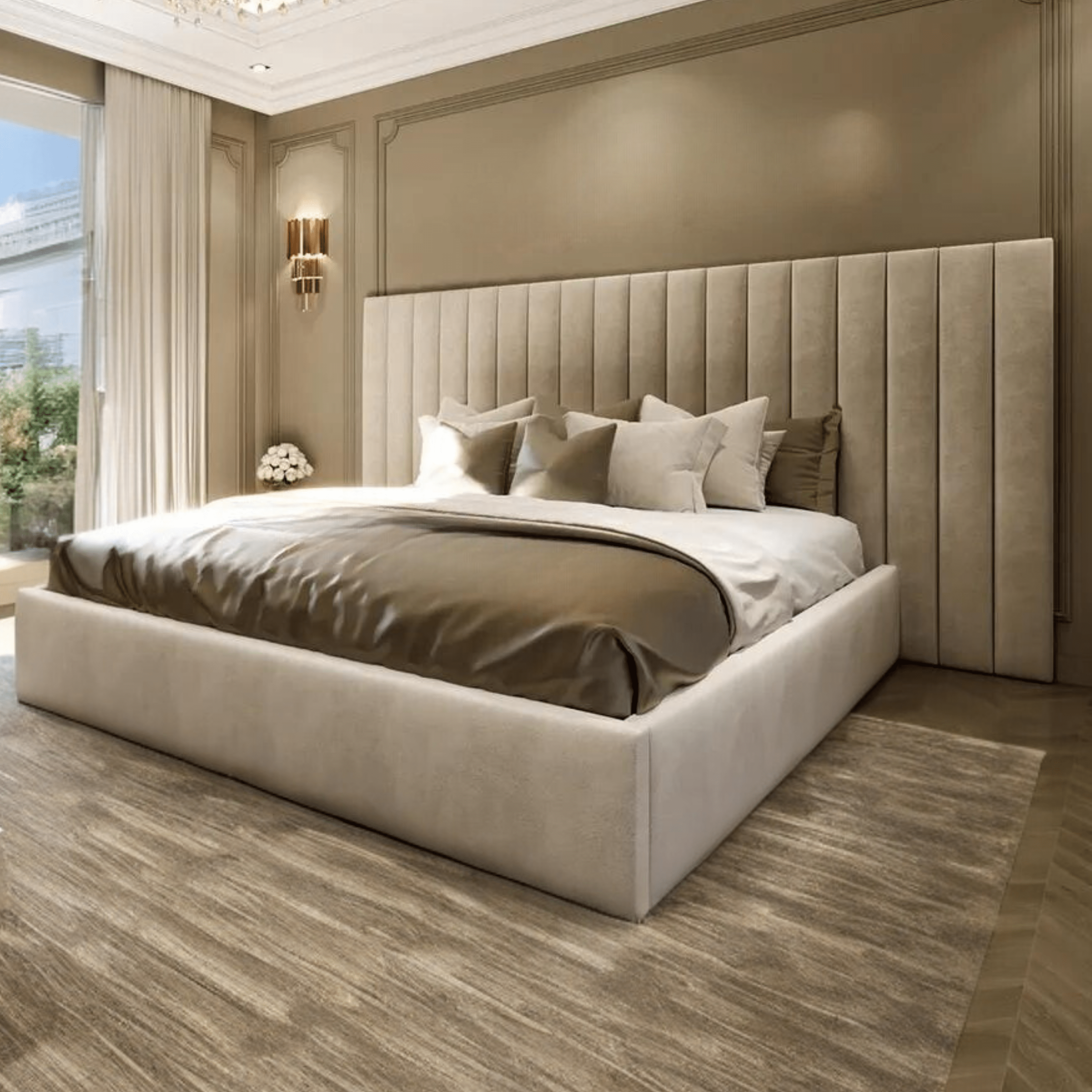 Bed Kings Fabric Bed Amberley Luxury Bed With Extra Wide Headboard Bed Kings