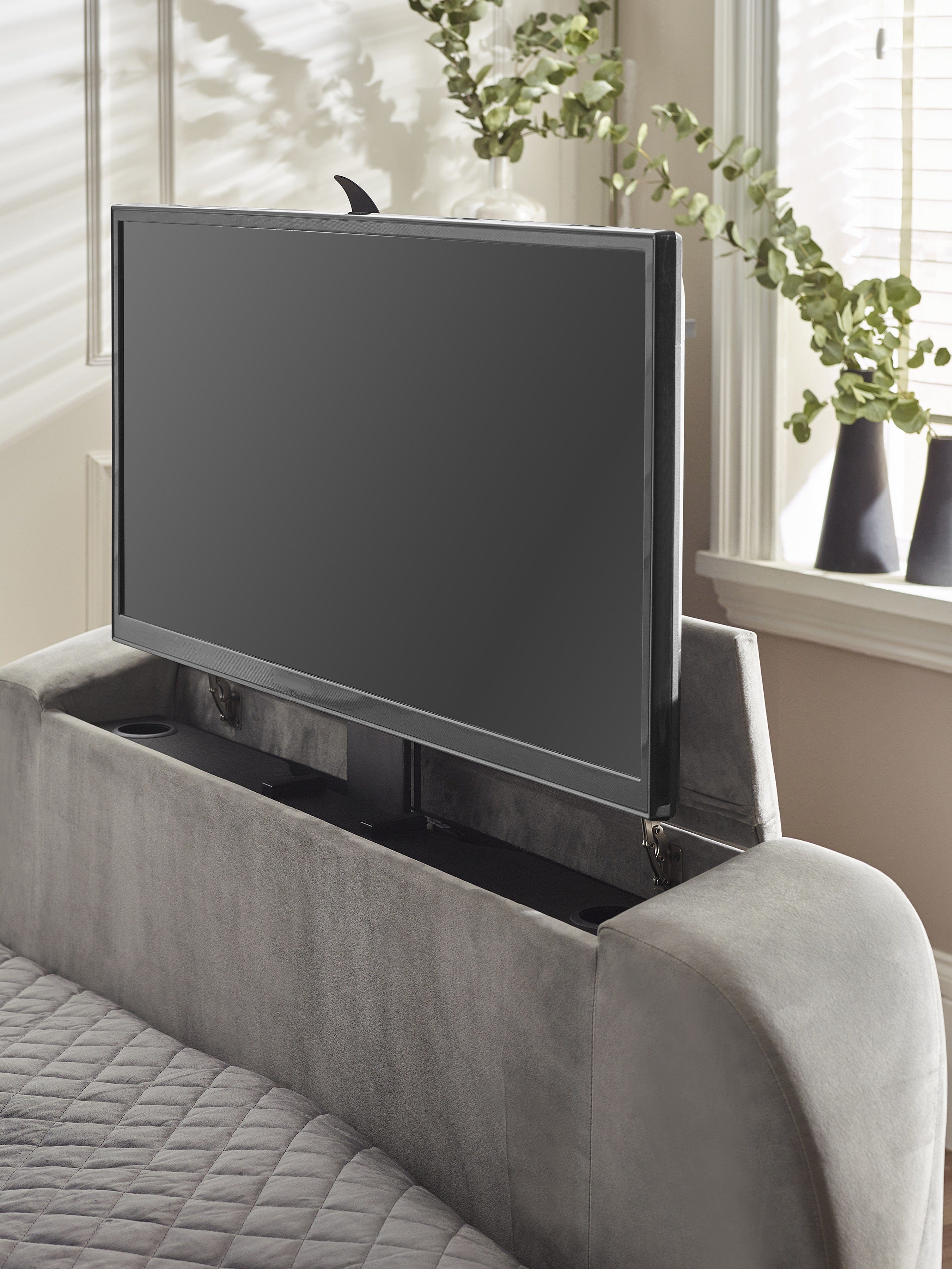 Julian Bowen Fabric Bed Clara Ottoman TV Bed - Light Grey Bed Kings