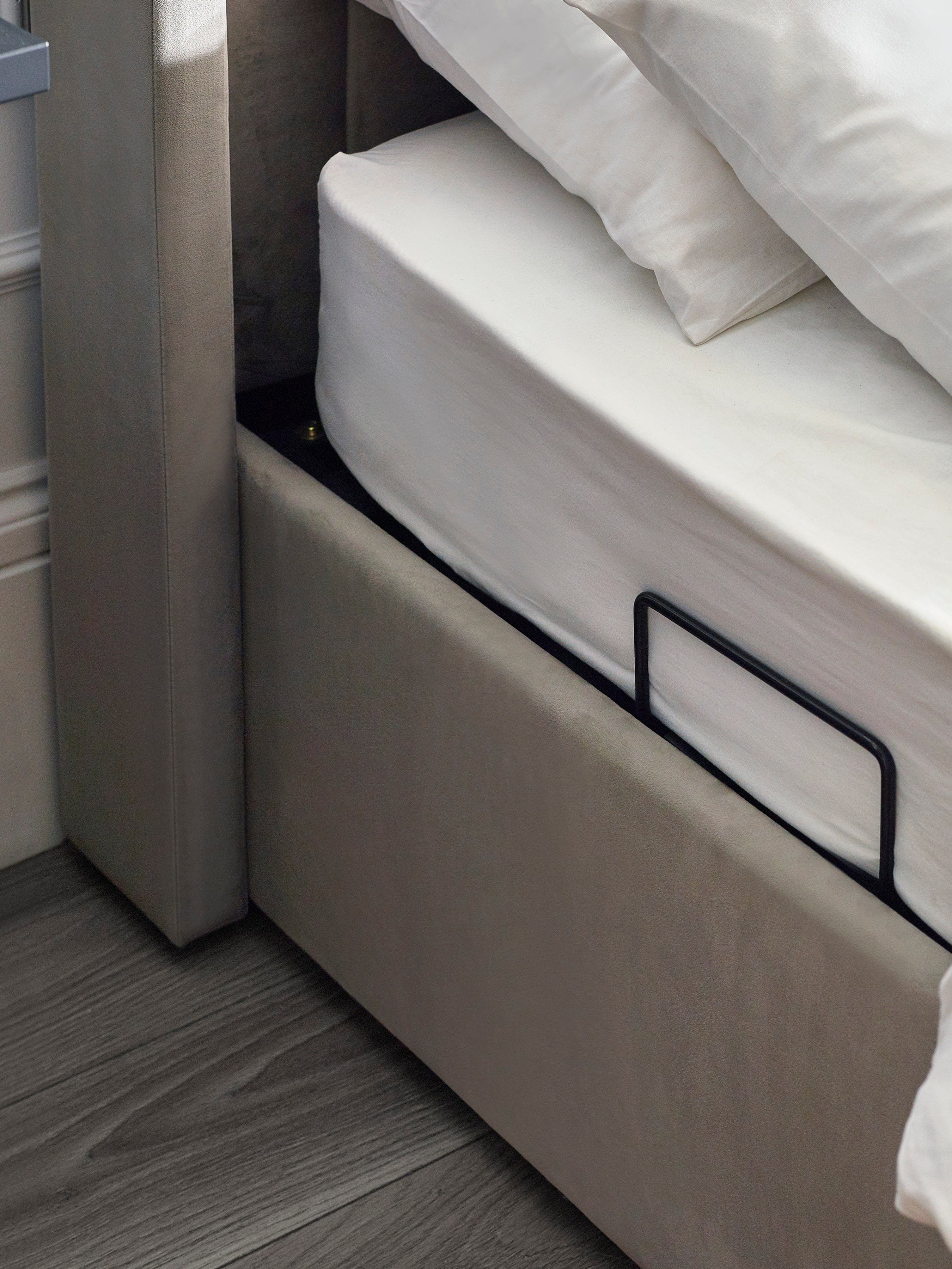 Julian Bowen Fabric Bed Clara Ottoman TV Bed - Light Grey Bed Kings